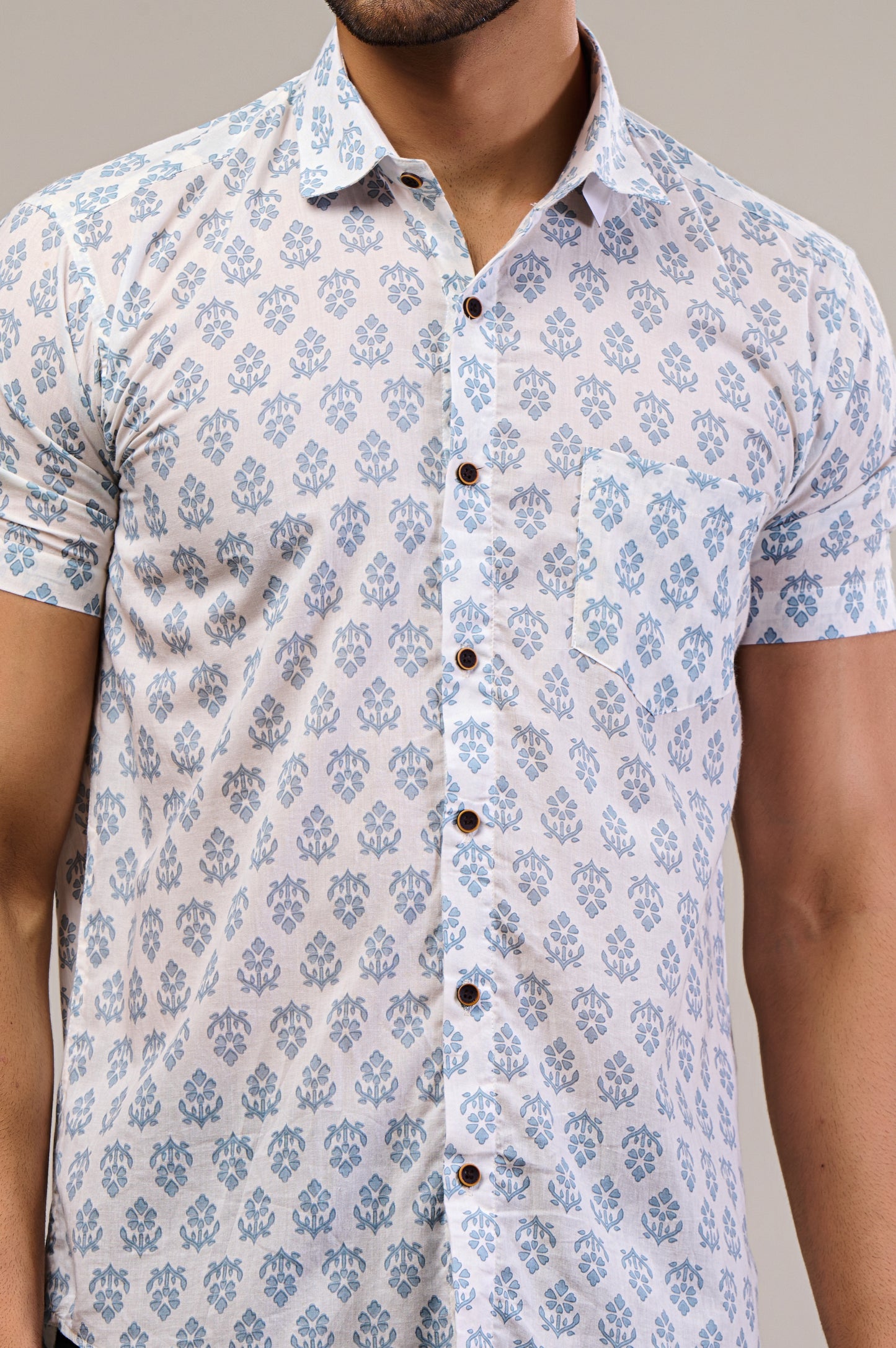 Petal Parade Men’s Half Sleeve Printed Shirt