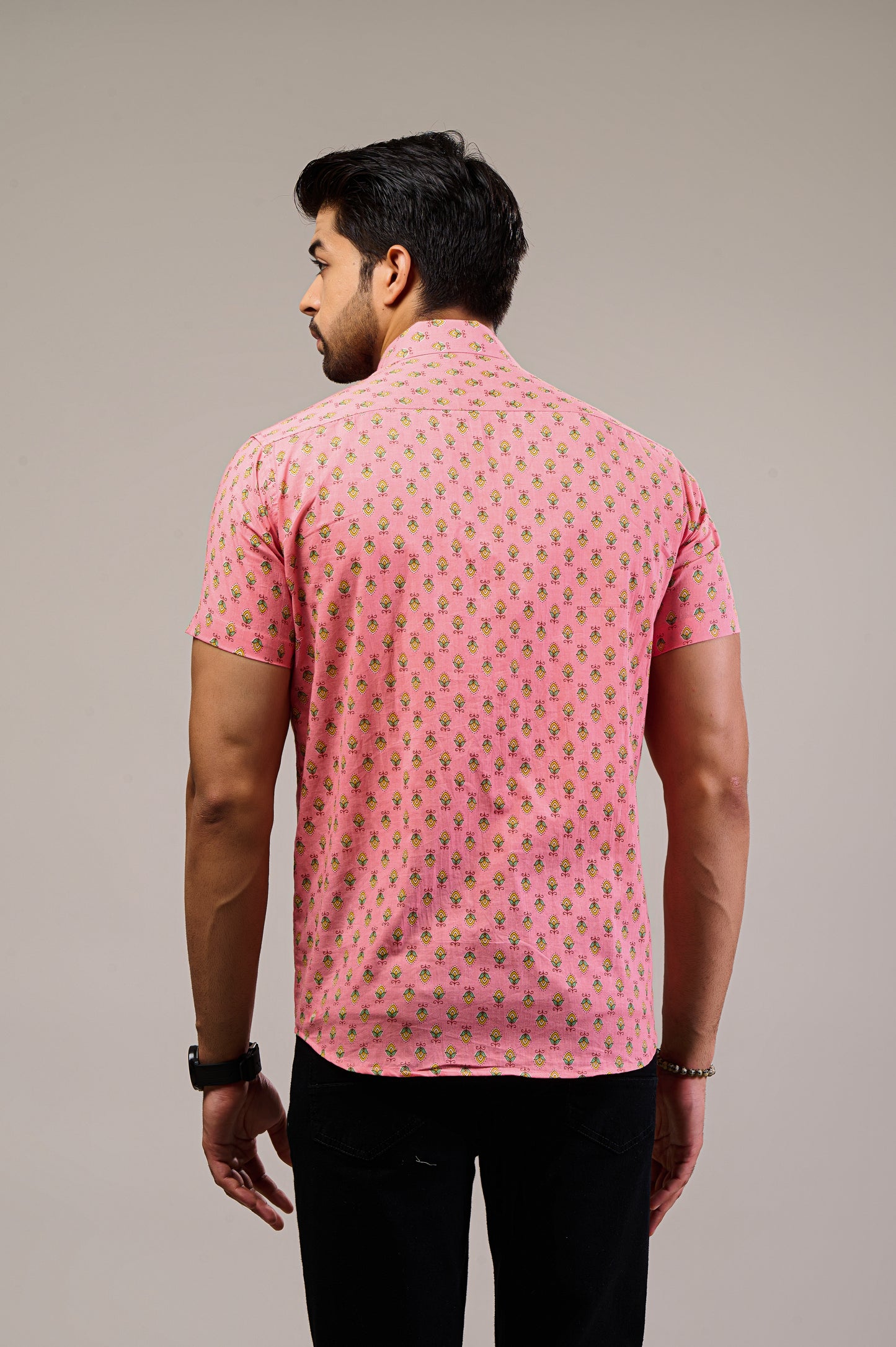 Pink Oasis Men’s Half Sleeve Printed Shirt