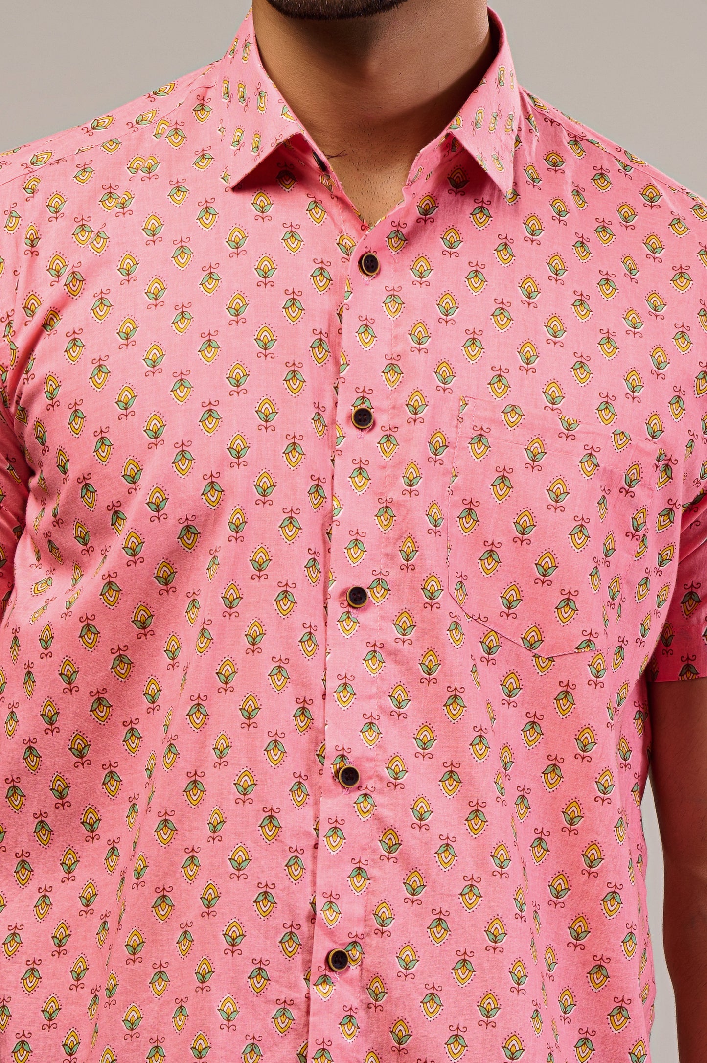 Pink Oasis Men’s Half Sleeve Printed Shirt