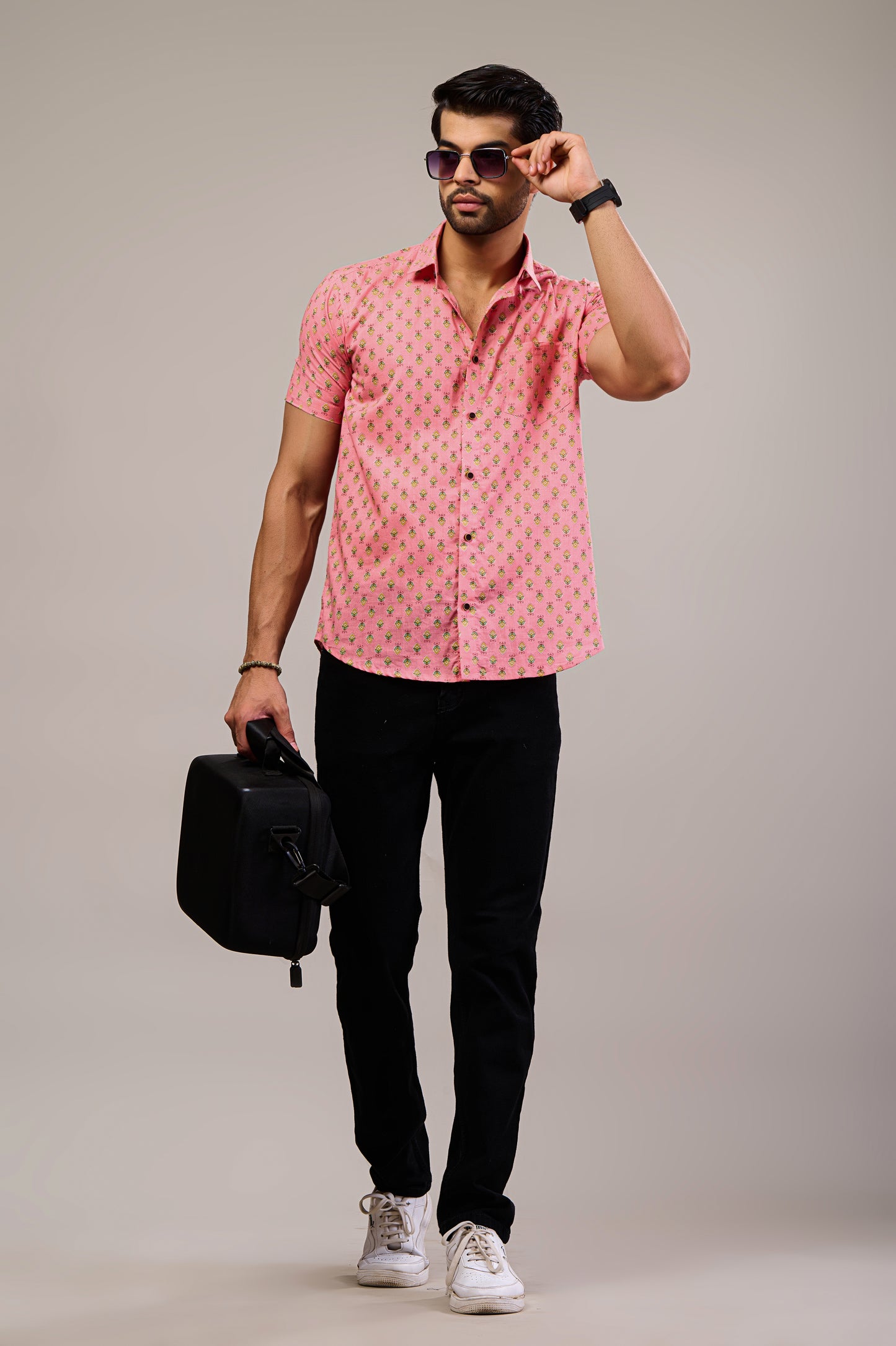 Pink Oasis Men’s Half Sleeve Printed Shirt