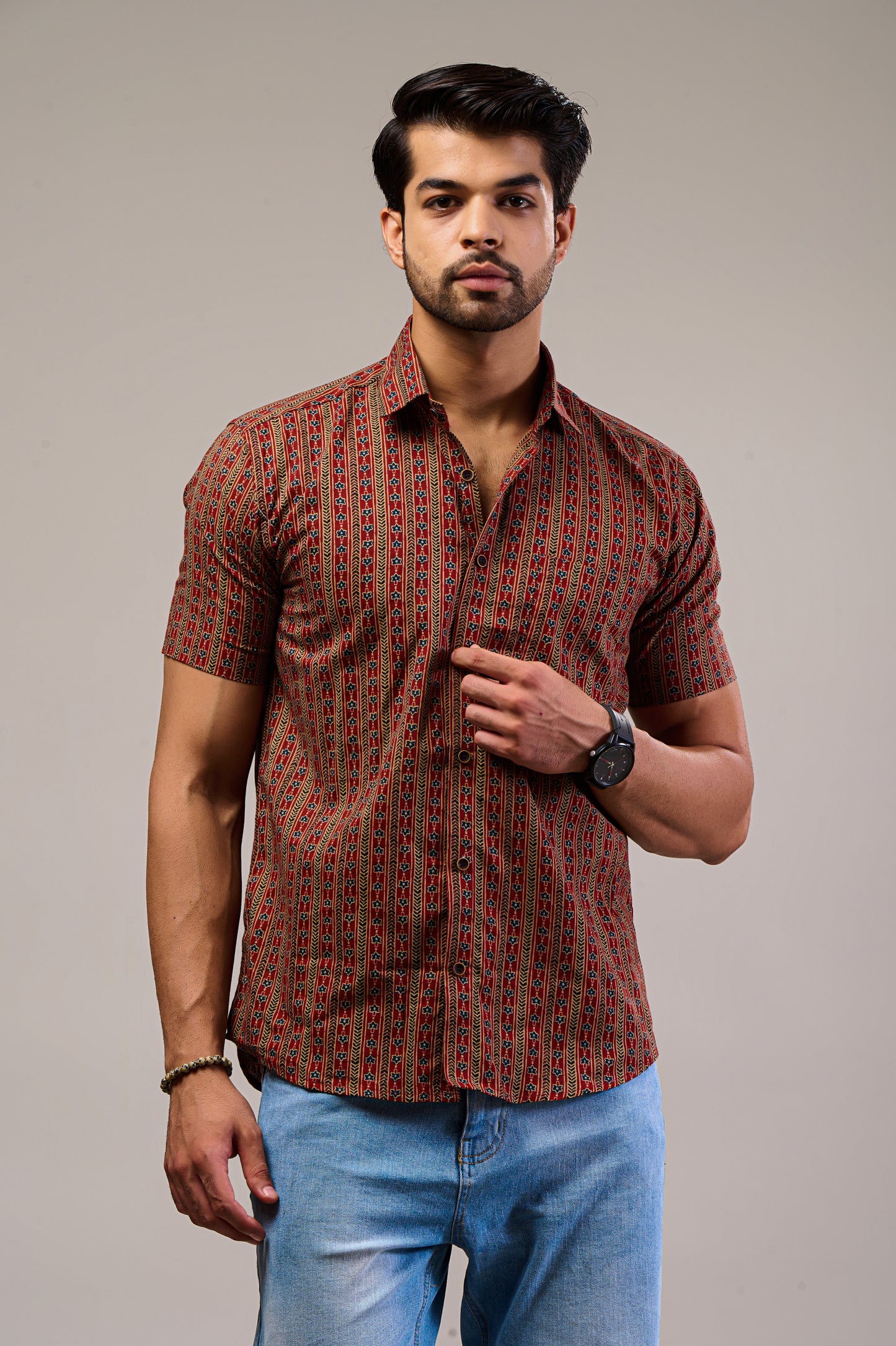 Kaleido Kraft Men’s Half Sleeve Printed Shirt