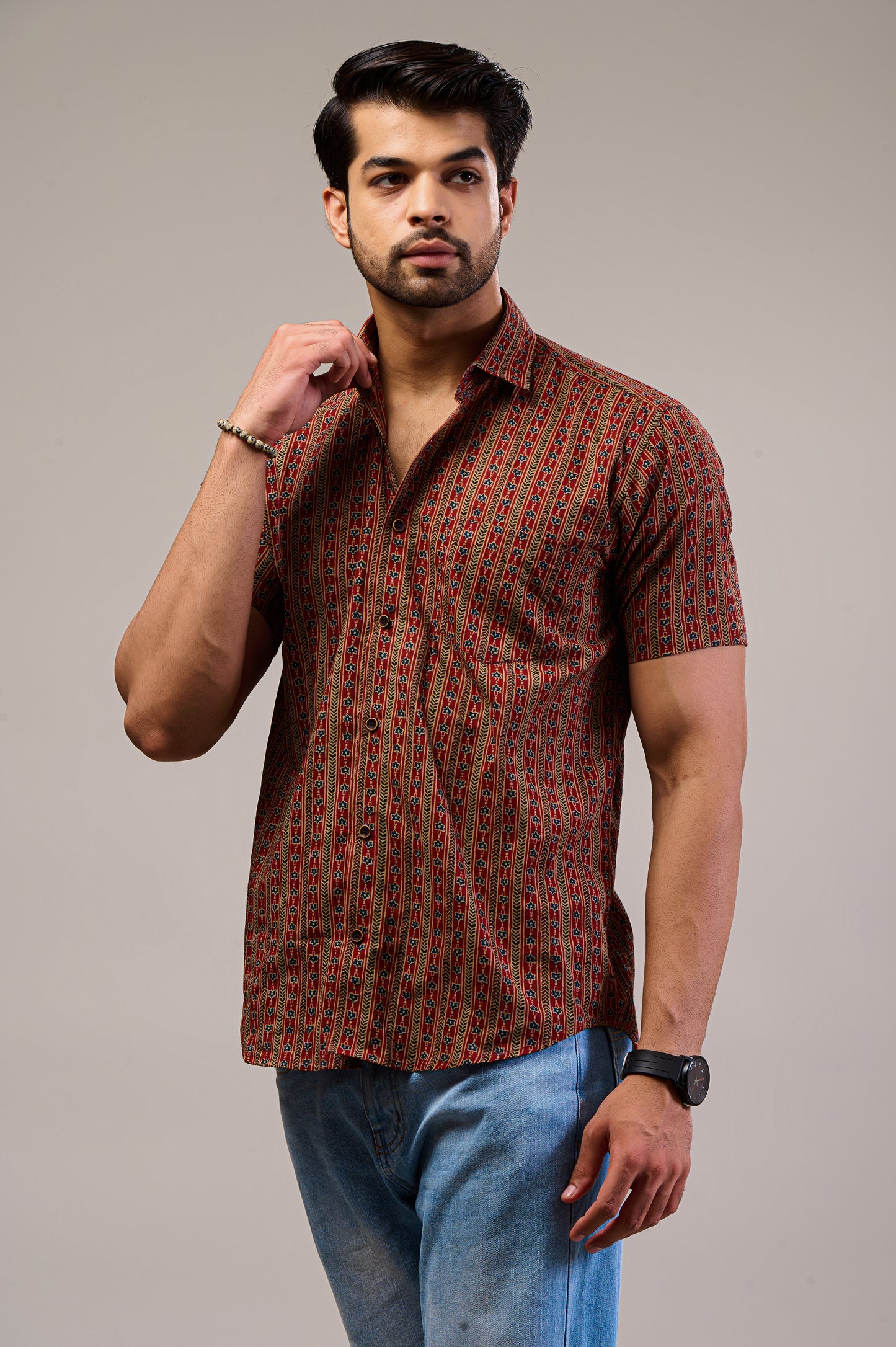 Kaleido Kraft Men’s Half Sleeve Printed Shirt