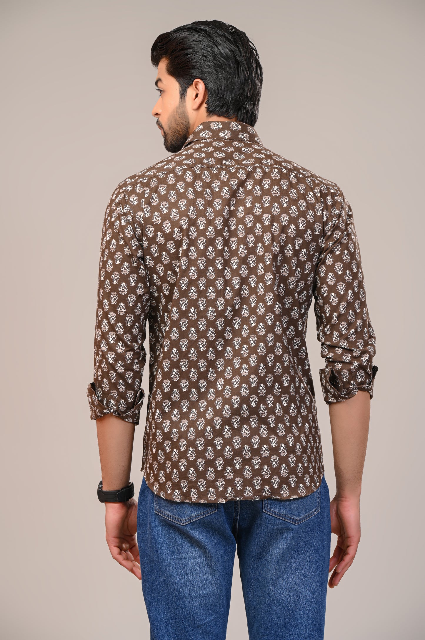 Garnet Petal Print Full Sleeve Shirt