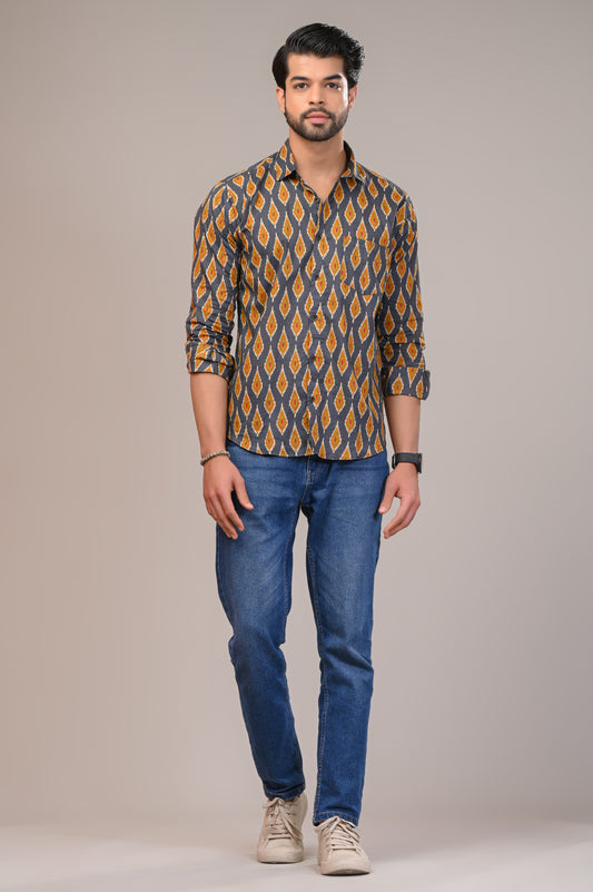 Quadrant Block Print Full Sleeve Shirt