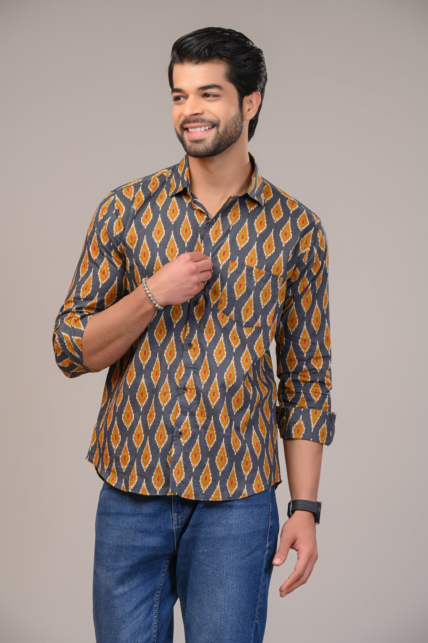 Quadrant Block Print Full Sleeve Shirt