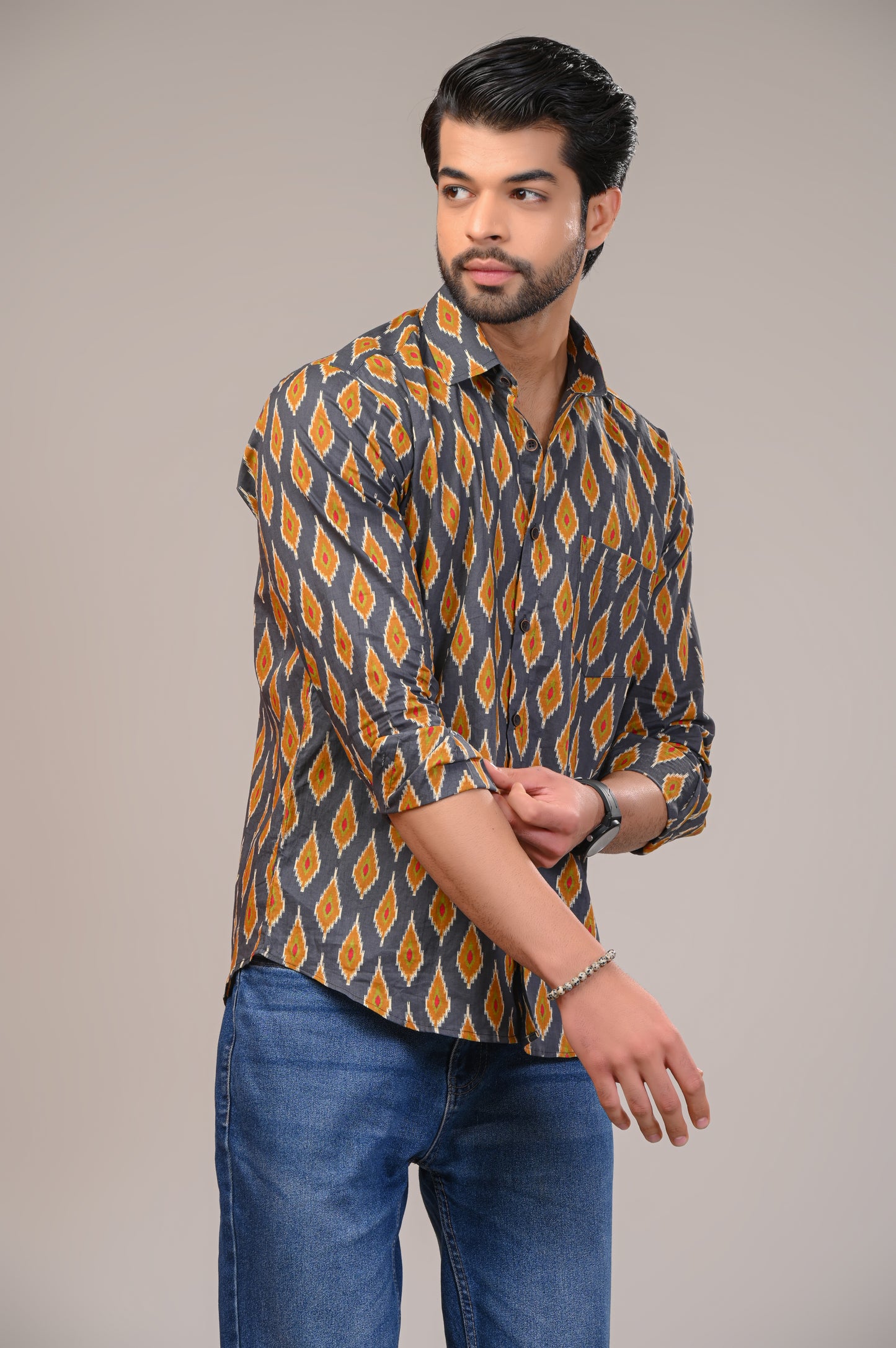 Quadrant Block Print Full Sleeve Shirt