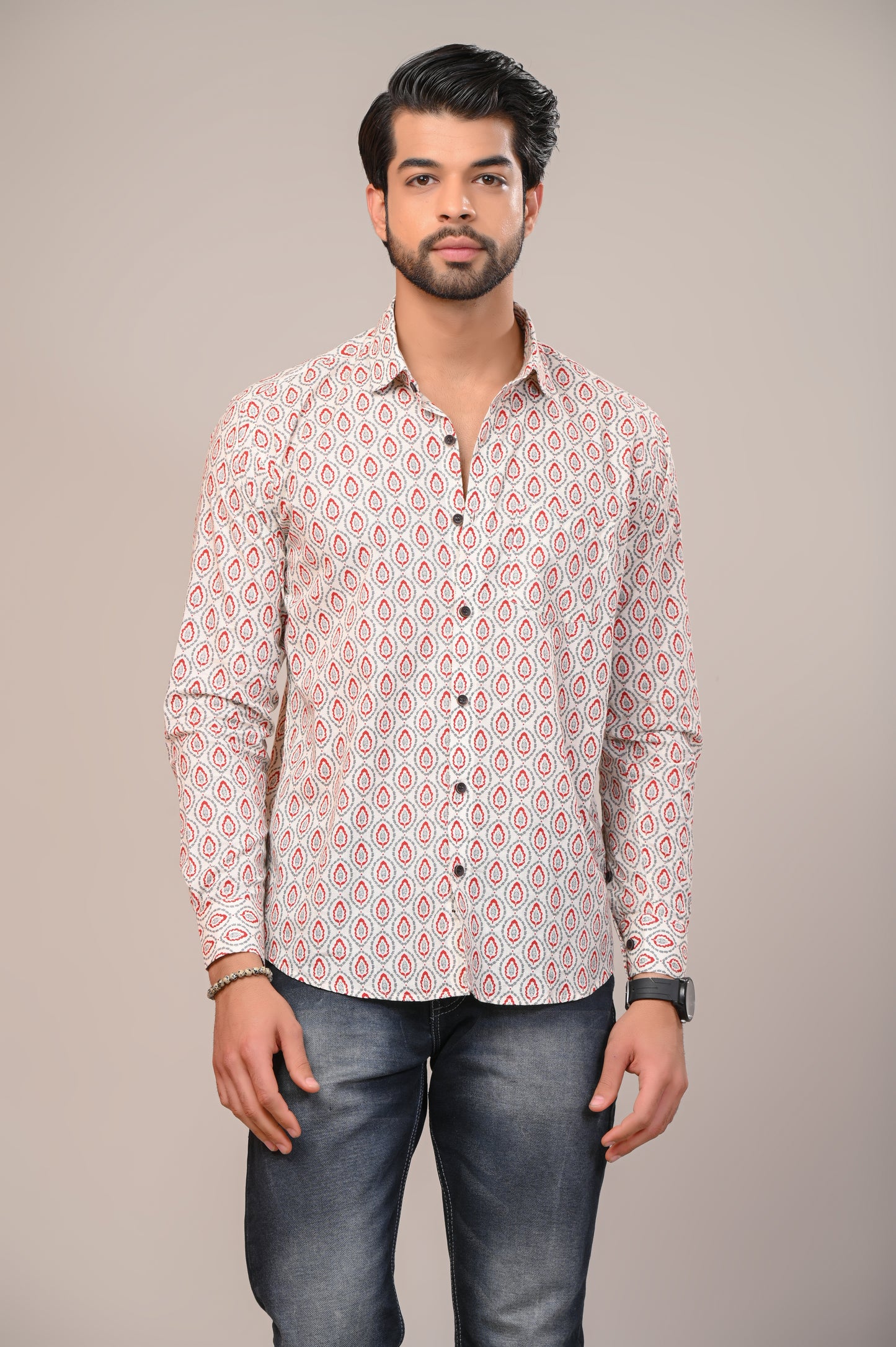 Verdant Vines Print Full Sleeve Shirt