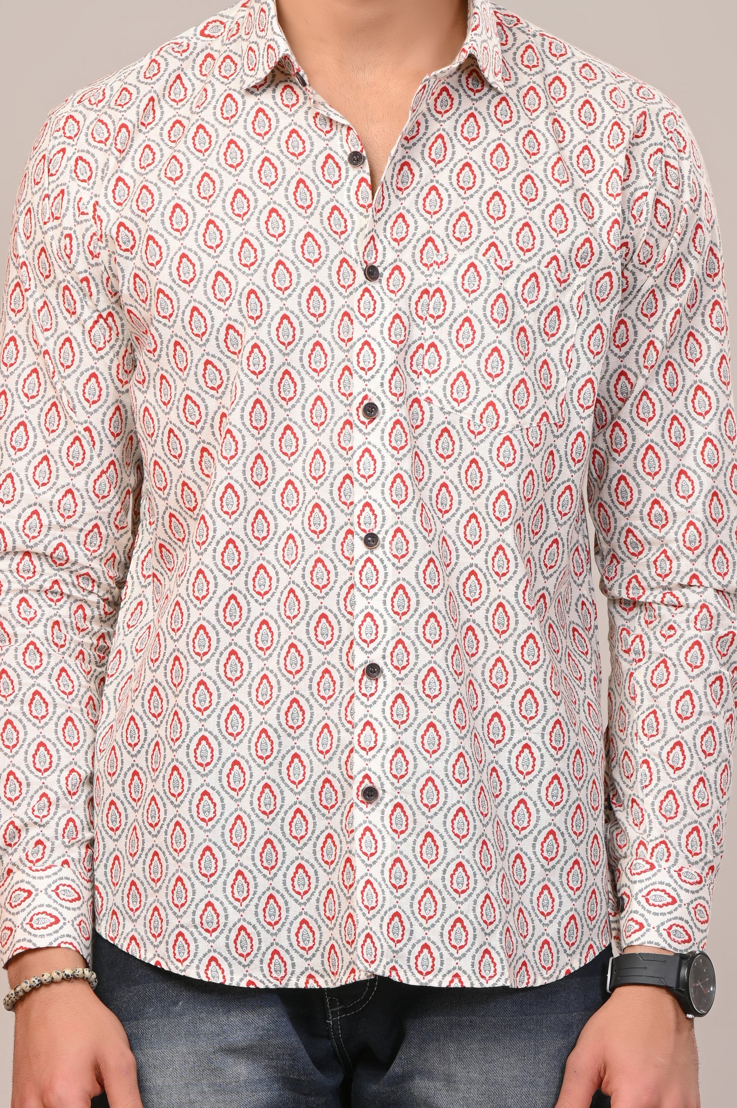 Verdant Vines Print Full Sleeve Shirt