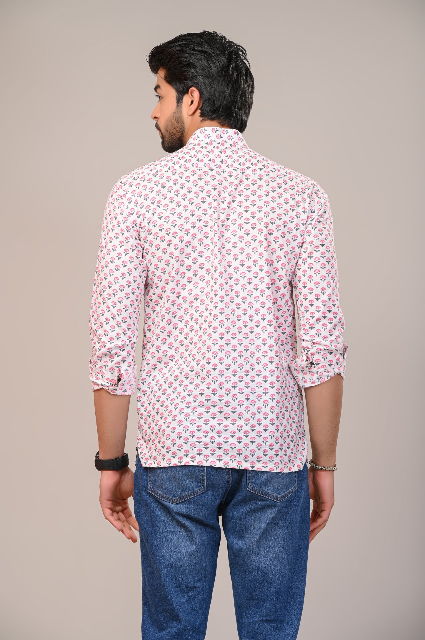 Pink Petunia Jaipuri Printed Men’s Kurta Shirt