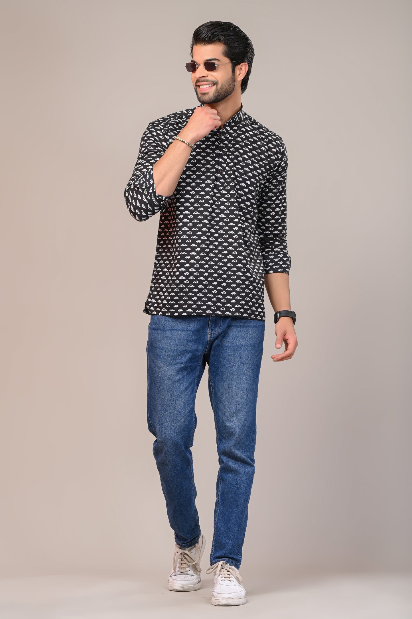 Classic Car Jaipuri Printed Men’s Kurta Shirt