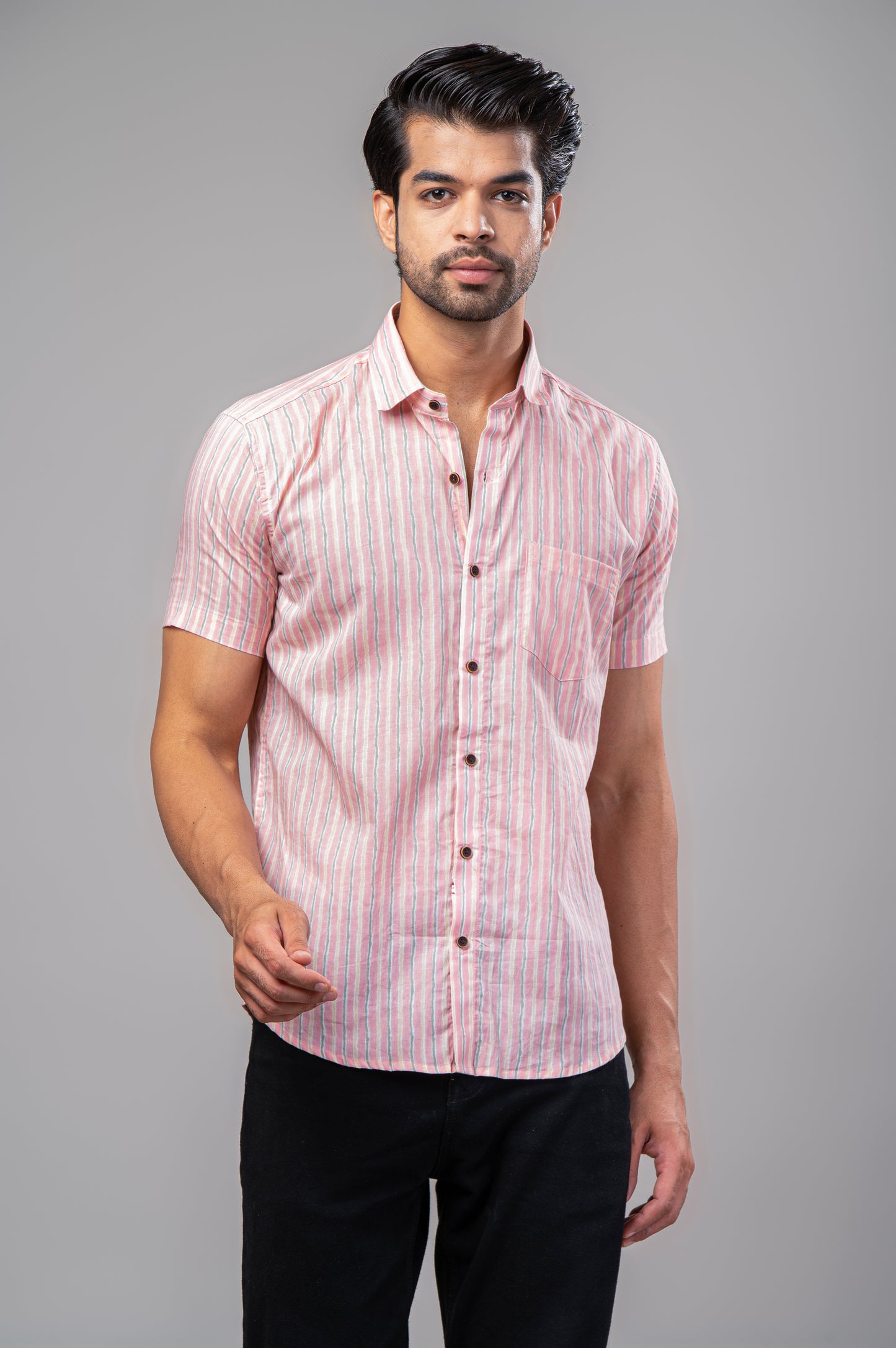 Blush Stripes Everyday Men’s Half Sleeve Shirt