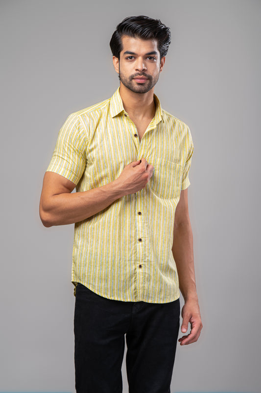 Chic Lines Print Men’s Half Sleeve Shirt