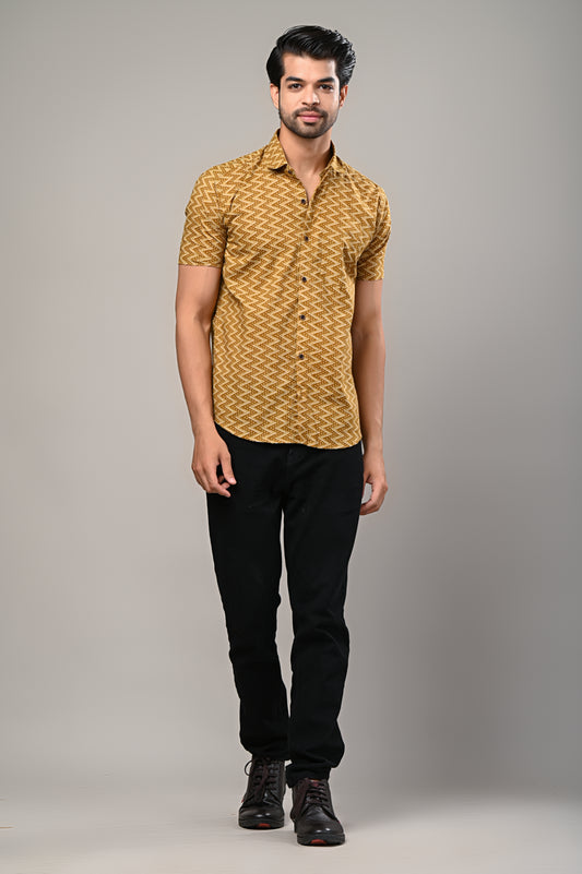 Stylish Zigzag and Dot Design Men's Shirt