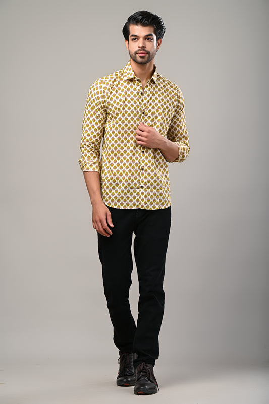 Golden Bloom Printed Full Sleeve Shirt