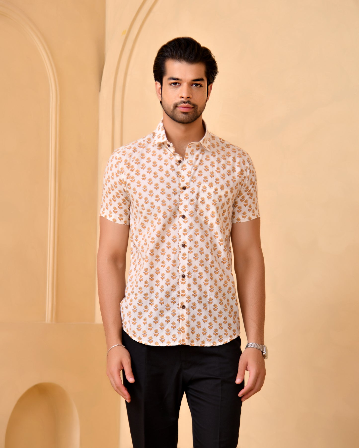 Kesariya Bloom Half Sleeves Shirt