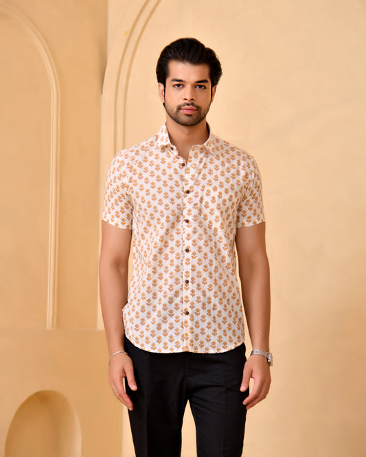 Kesariya Bloom Half Sleeves Shirt
