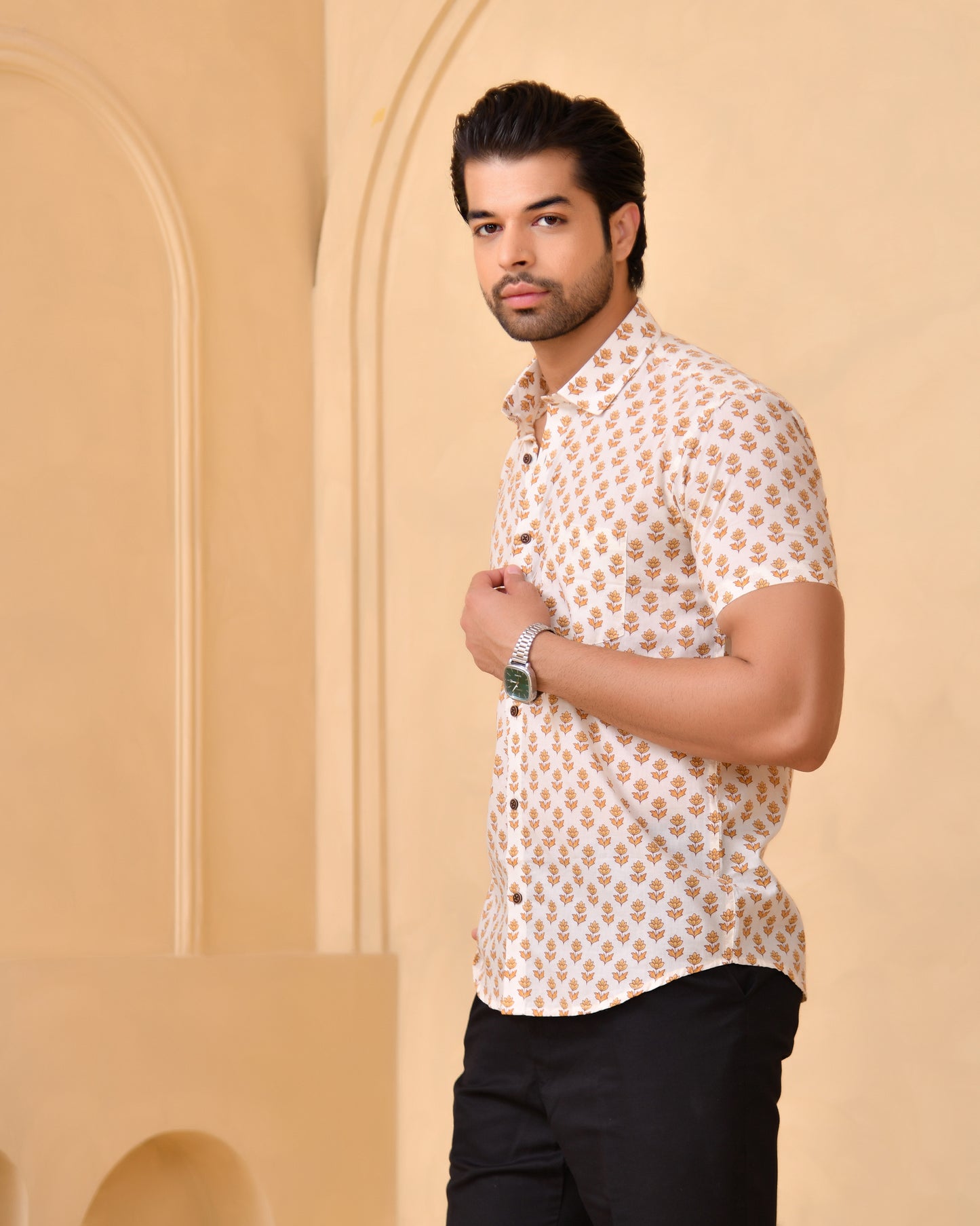 Kesariya Bloom Half Sleeves Shirt