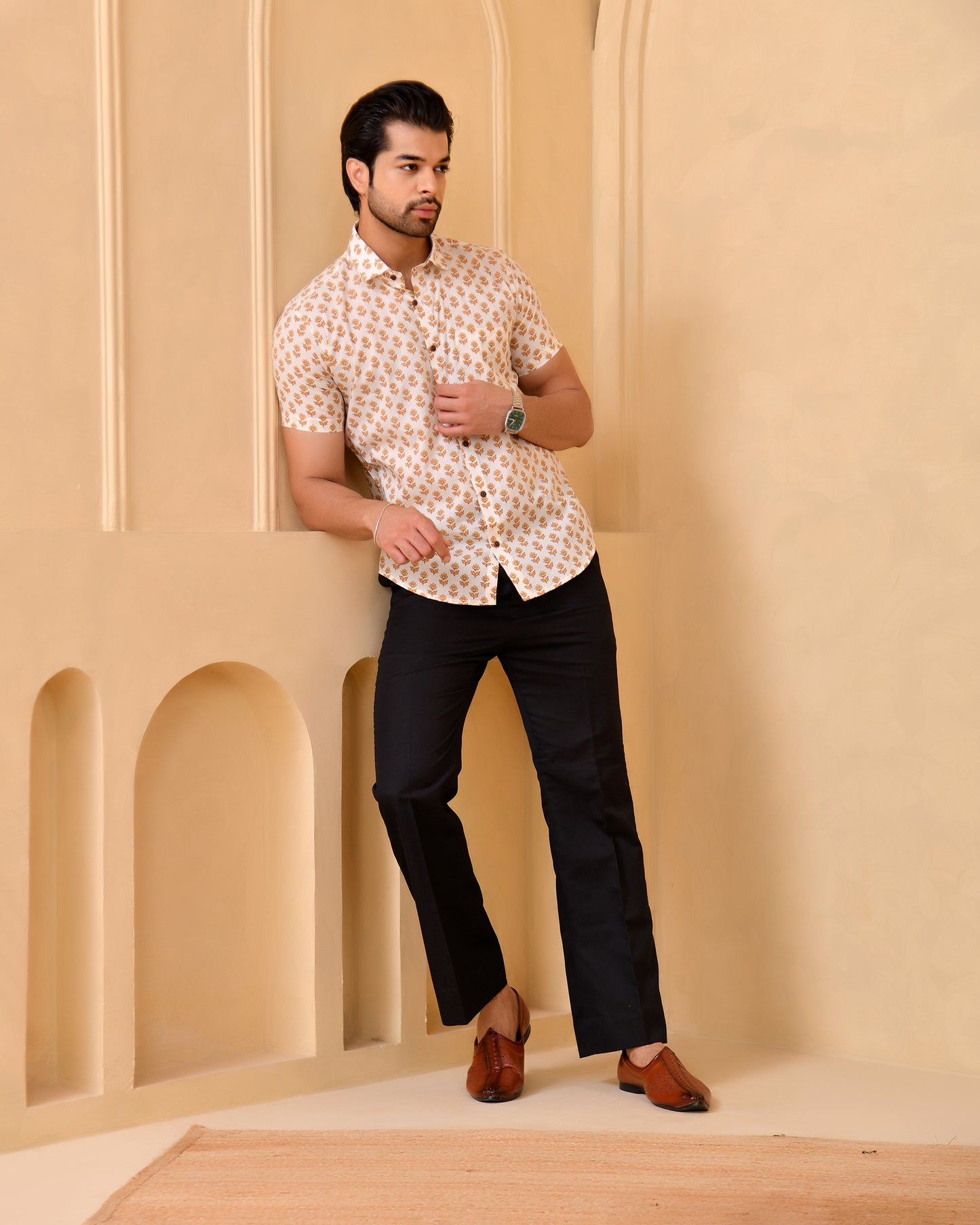 Kesariya Bloom Half Sleeves Shirt