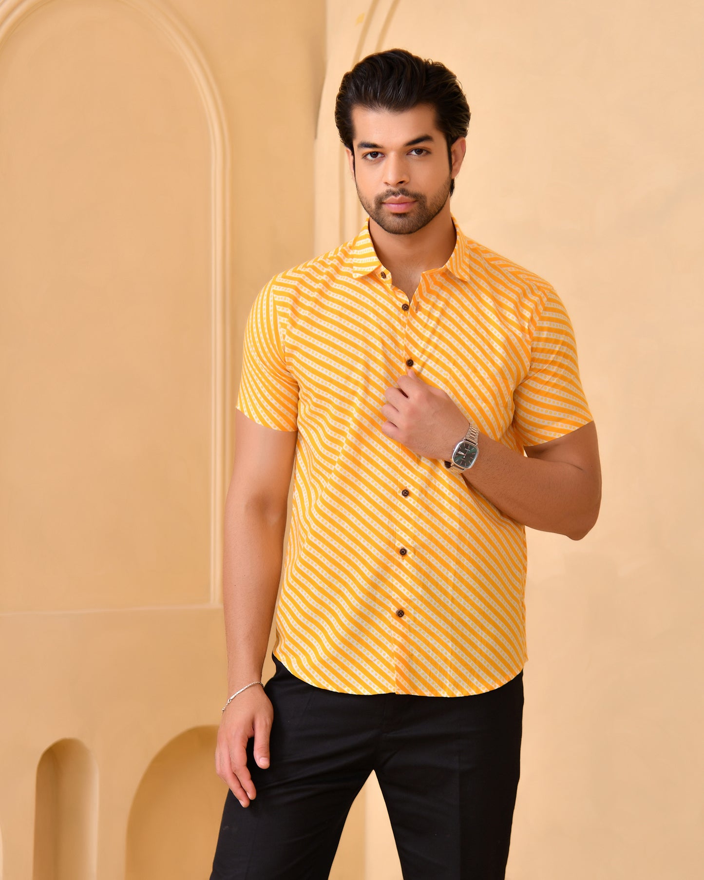 Leheriya Bandhej Half Sleeves Shirt