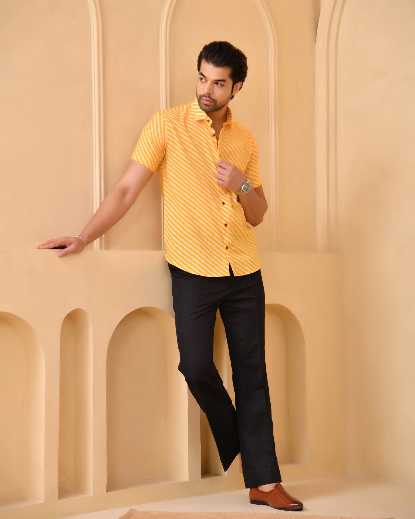 Leheriya Bandhej Half Sleeves Shirt