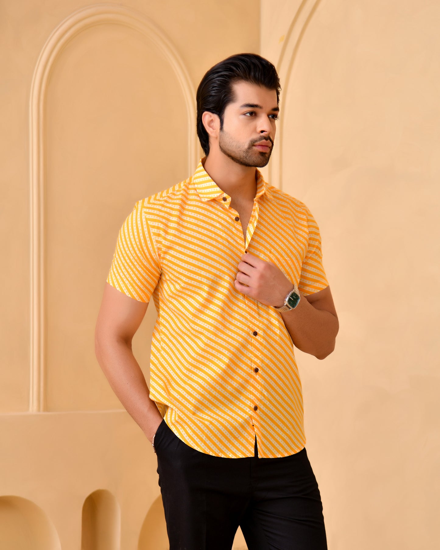 Leheriya Bandhej Half Sleeves Shirt