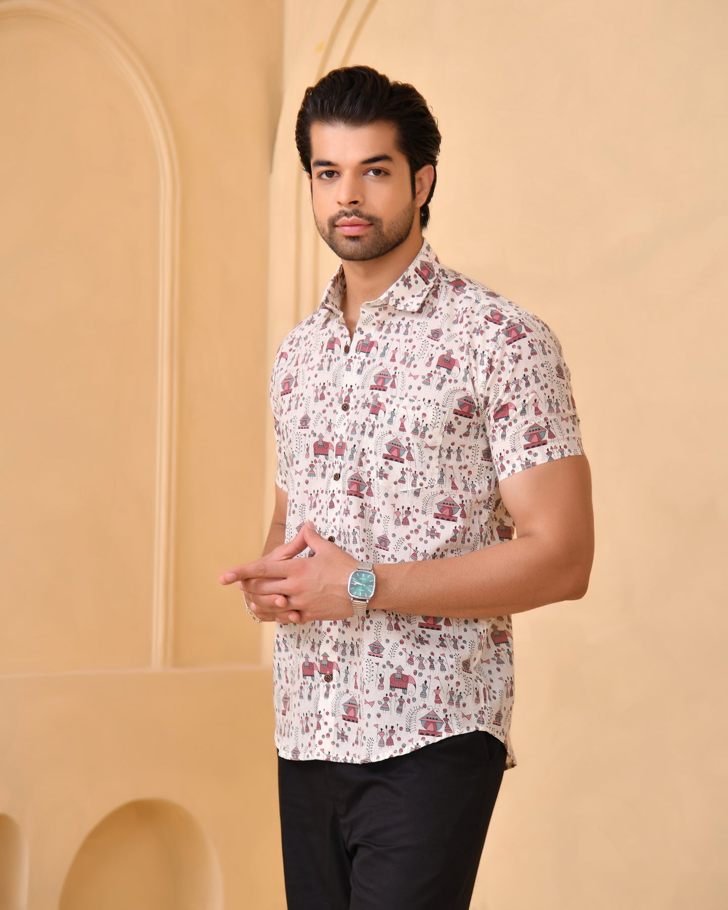 Rajasthan Folk Print Half Sleeves Shirt