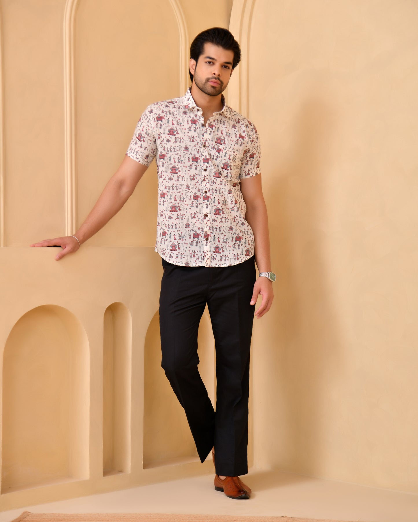 Rajasthan Folk Print Half Sleeves Shirt