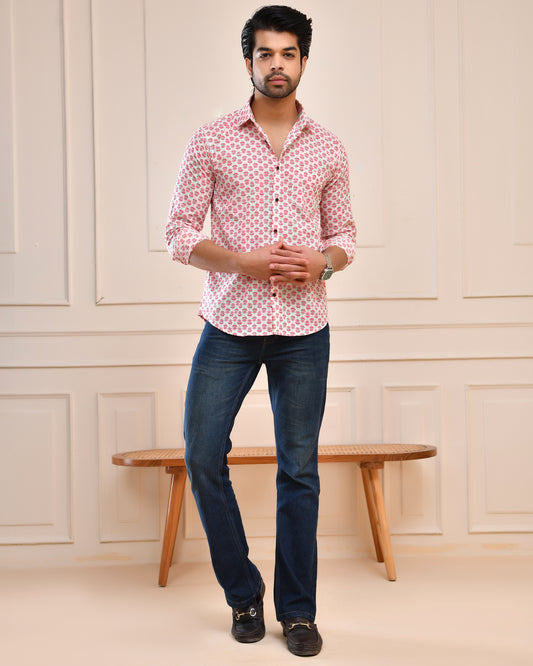 Blush Bloom Printed Cotton  Full Sleeve Shirt