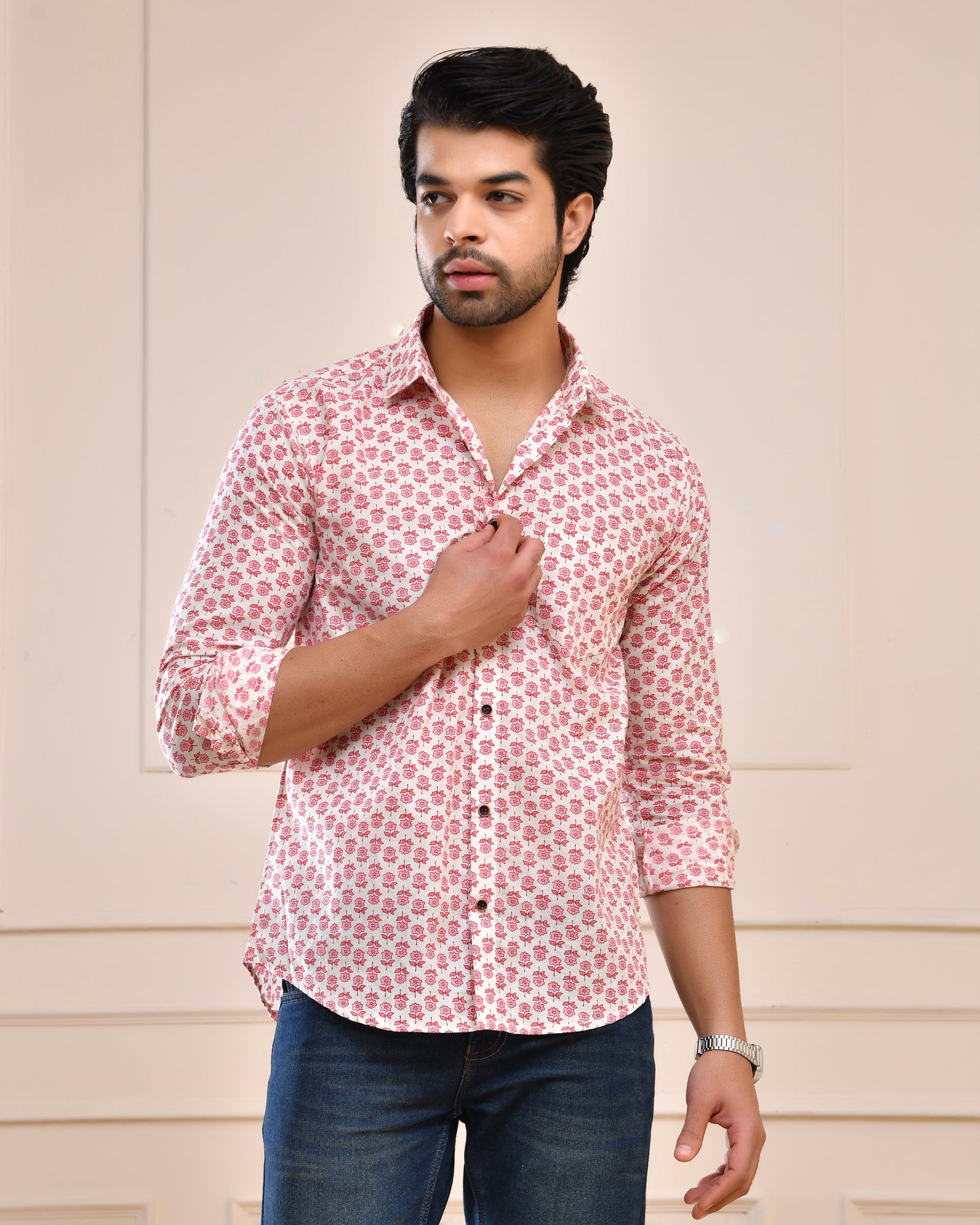 Blush Bloom Printed Cotton  Full Sleeve Shirt