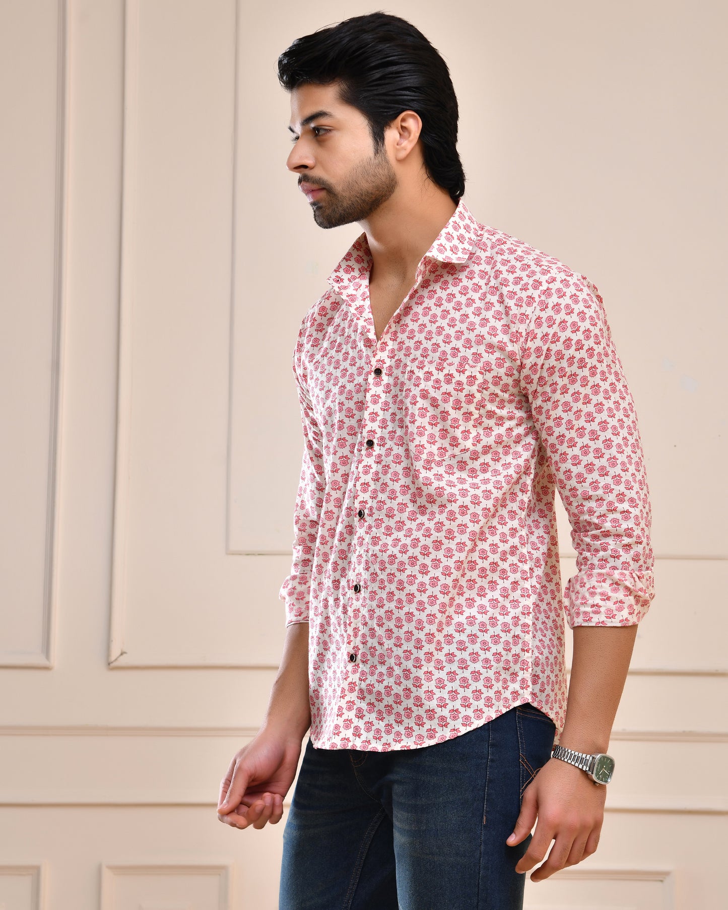 Blush Bloom Printed Cotton  Full Sleeve Shirt