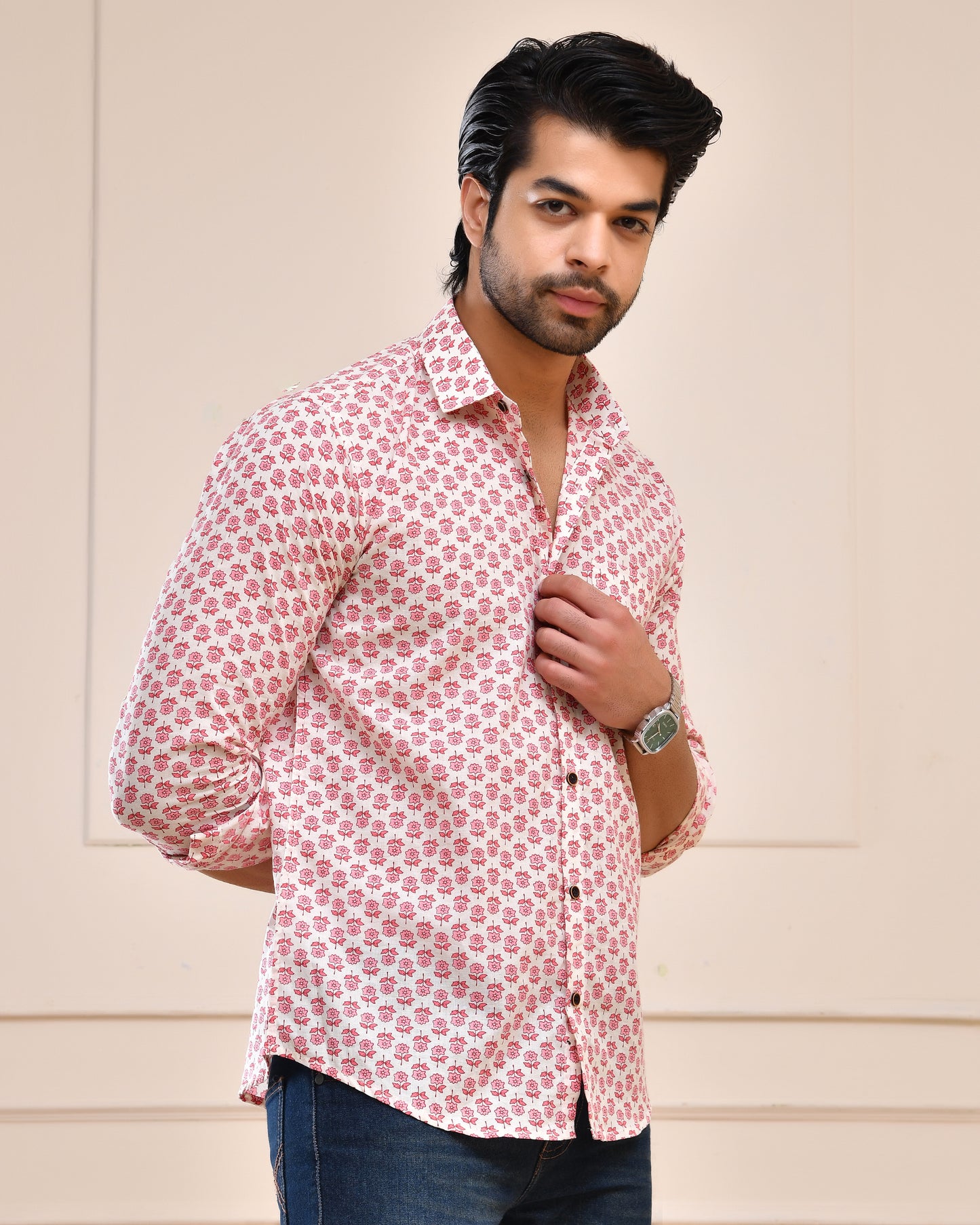 Blush Bloom Printed Cotton  Full Sleeve Shirt
