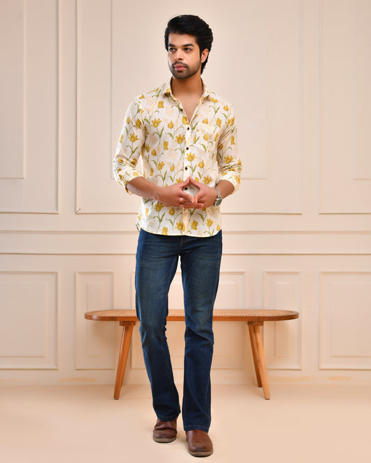 Sunlit Tulip Cotton Full Sleeve Shirt