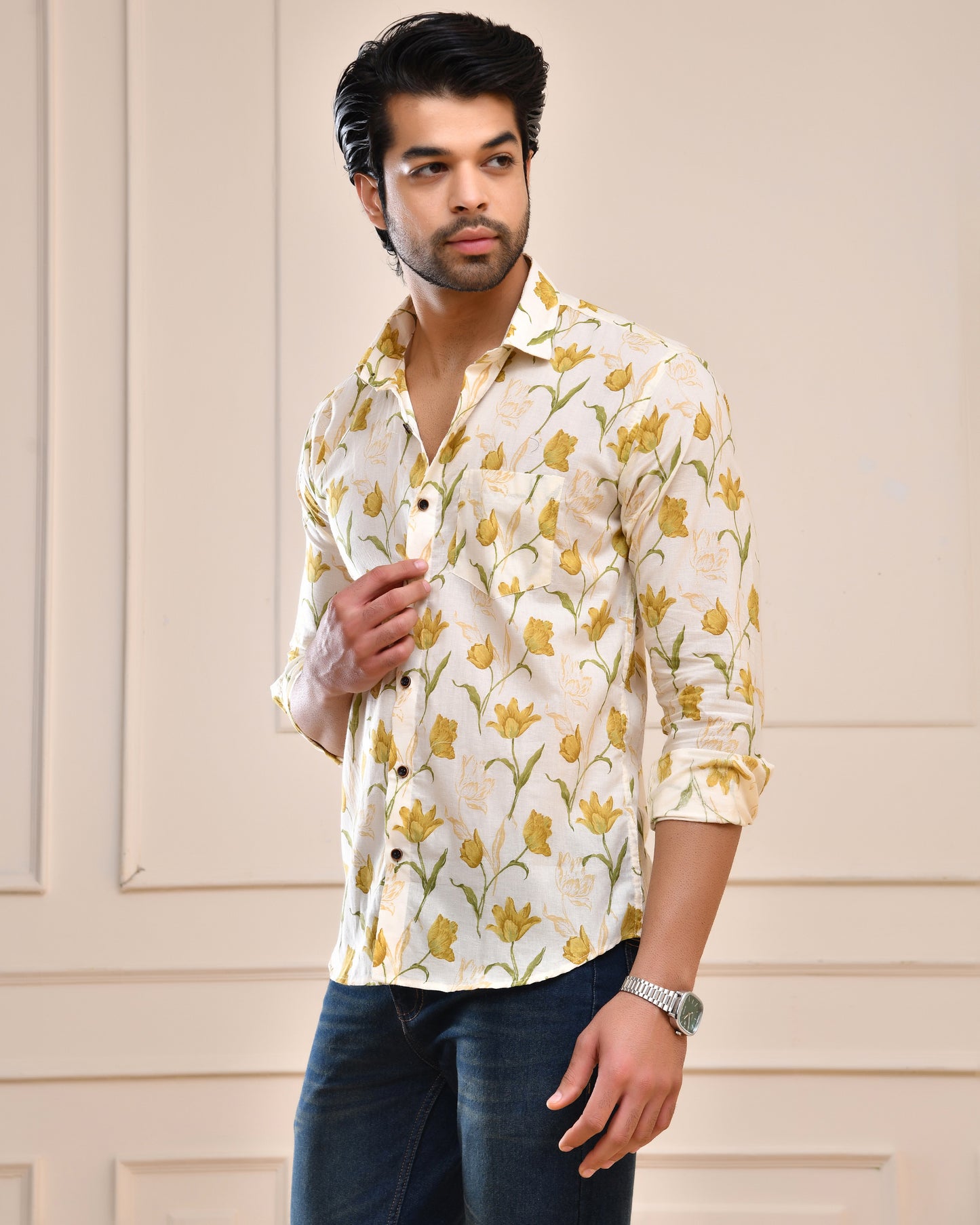 Sunlit Tulip Cotton Full Sleeve Shirt