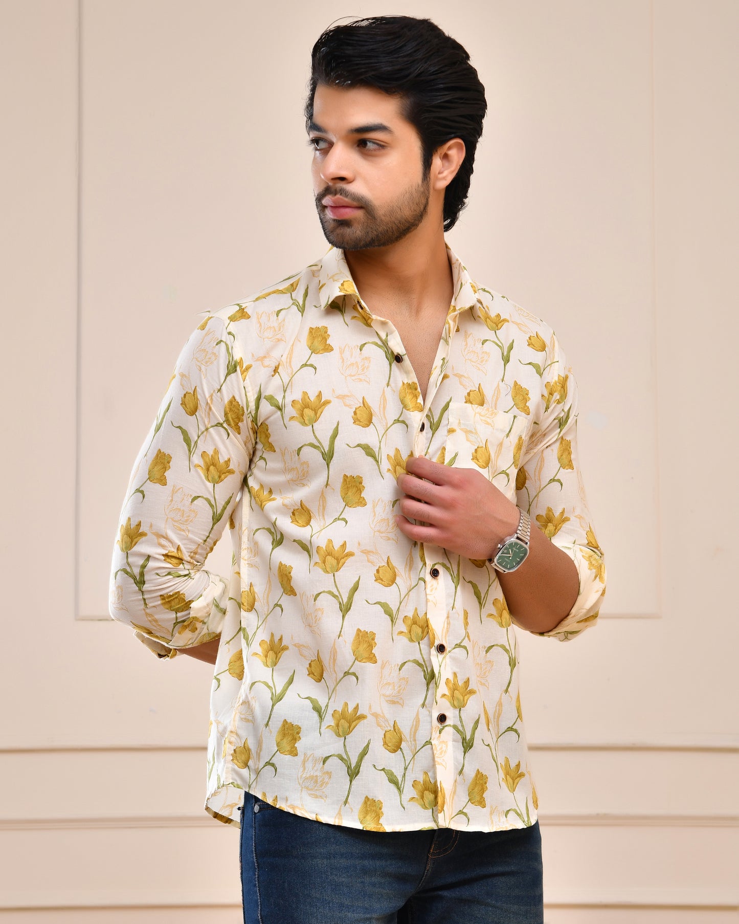 Sunlit Tulip Cotton Full Sleeve Shirt