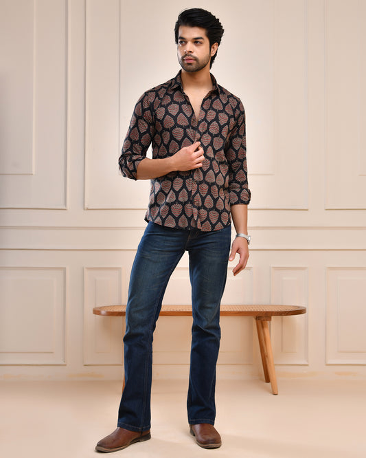 Rajwadi Leaf Motif Full Sleeve Shirt
