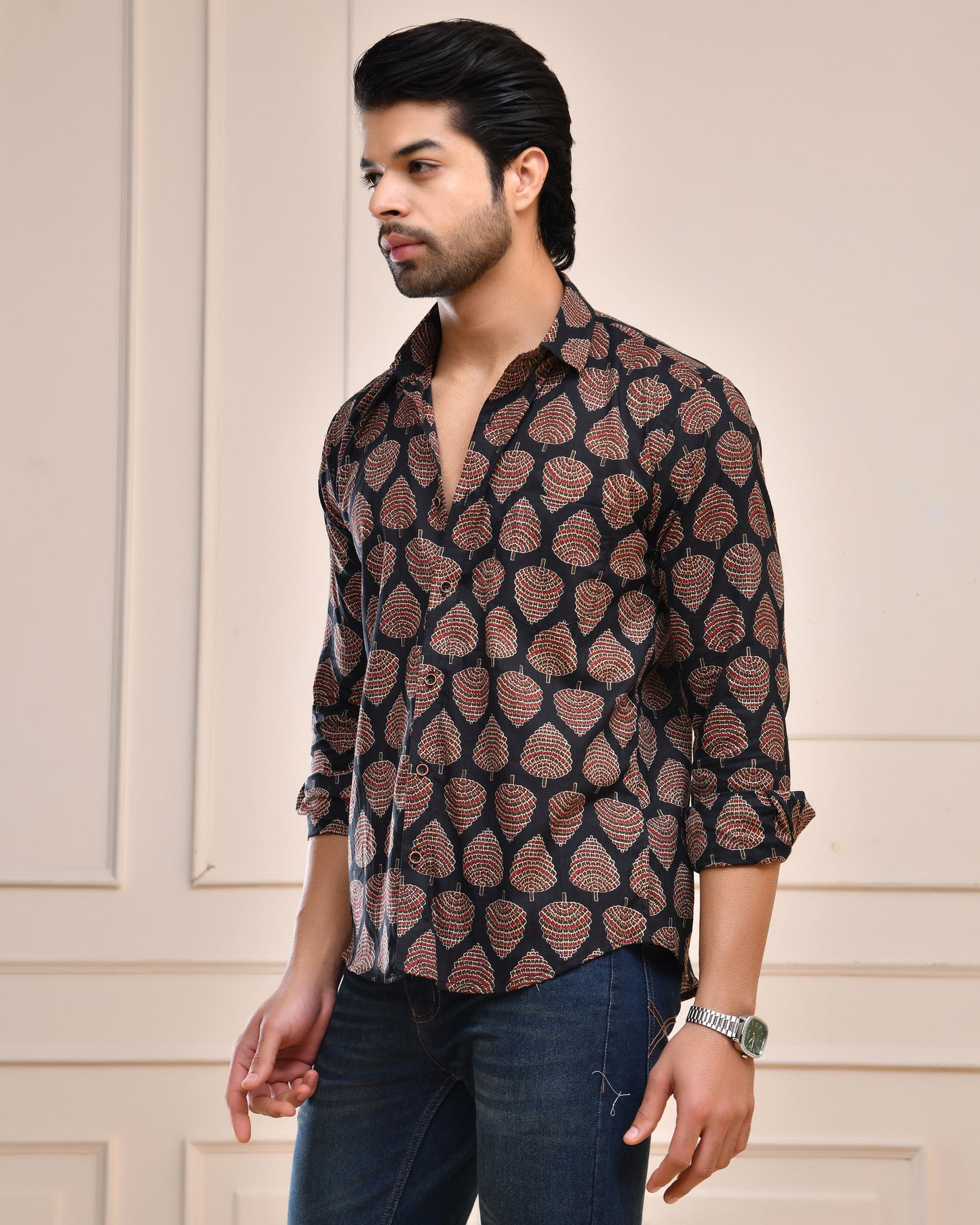 Rajwadi Leaf Motif Full Sleeve Shirt