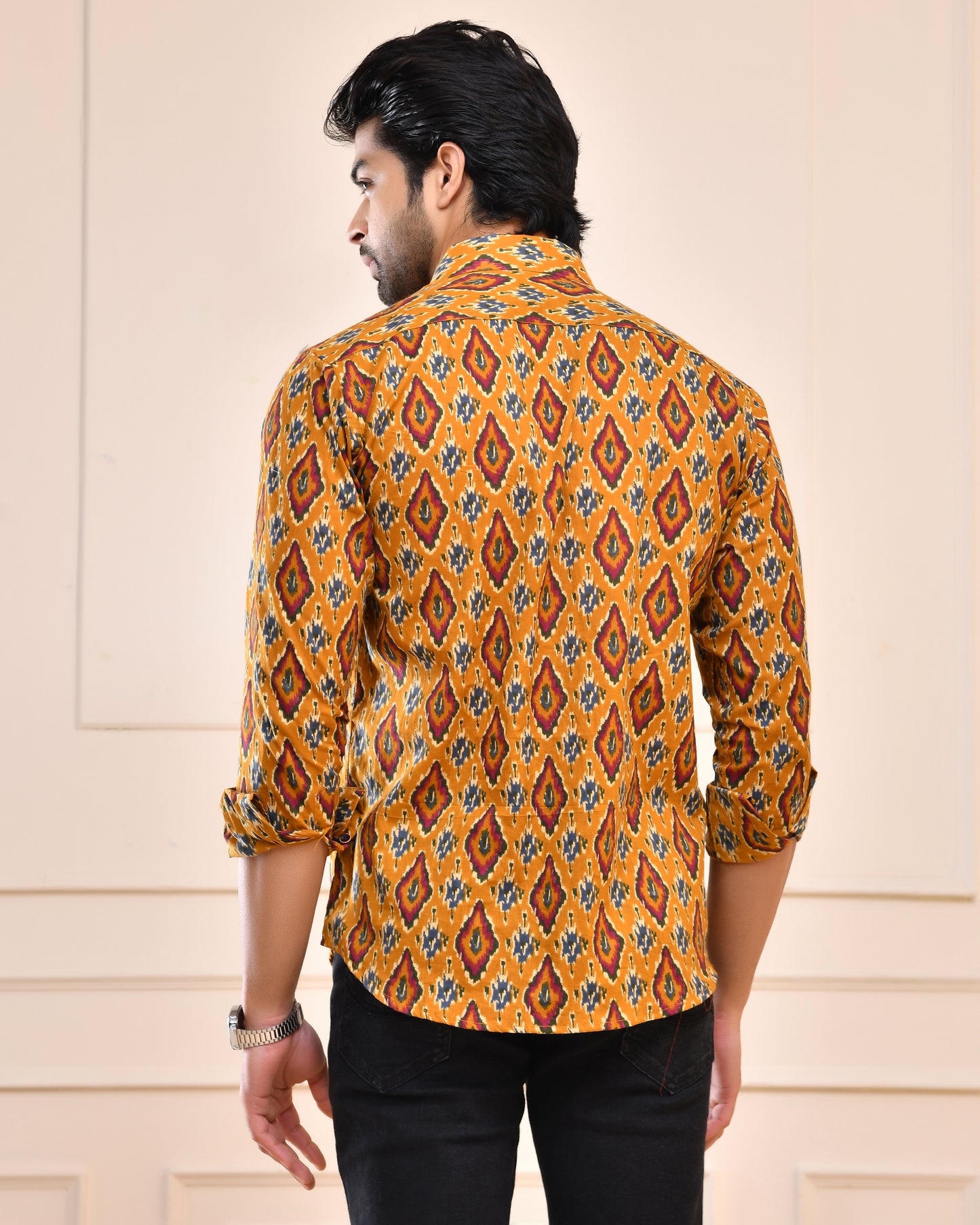 Royal Mustard Handblock Printed Full Sleeve Shirt