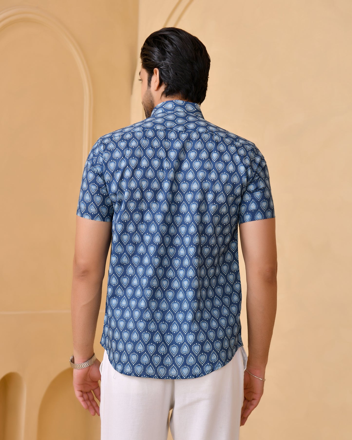 Blue Gulmohar Half Sleeves Shirt