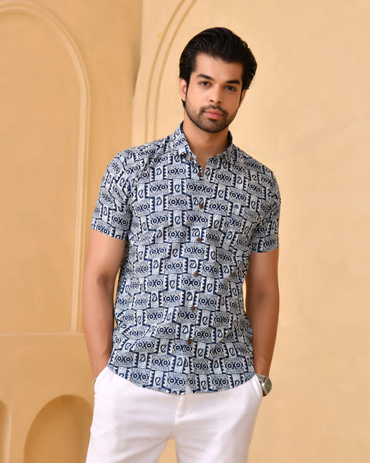 Noor Geometry Half Sleeves Shirt