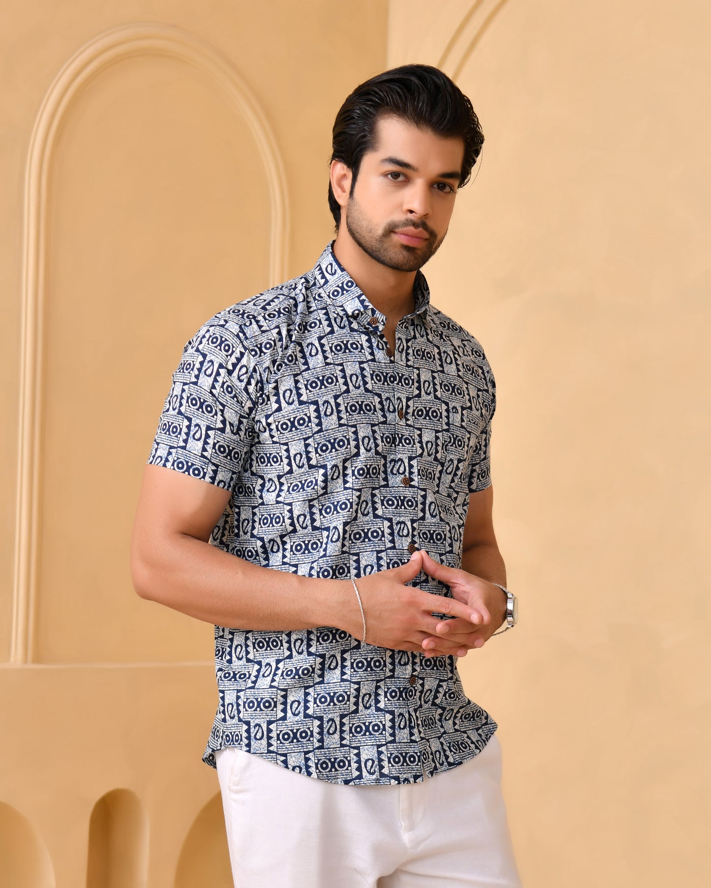 Noor Geometry Half Sleeves Shirt