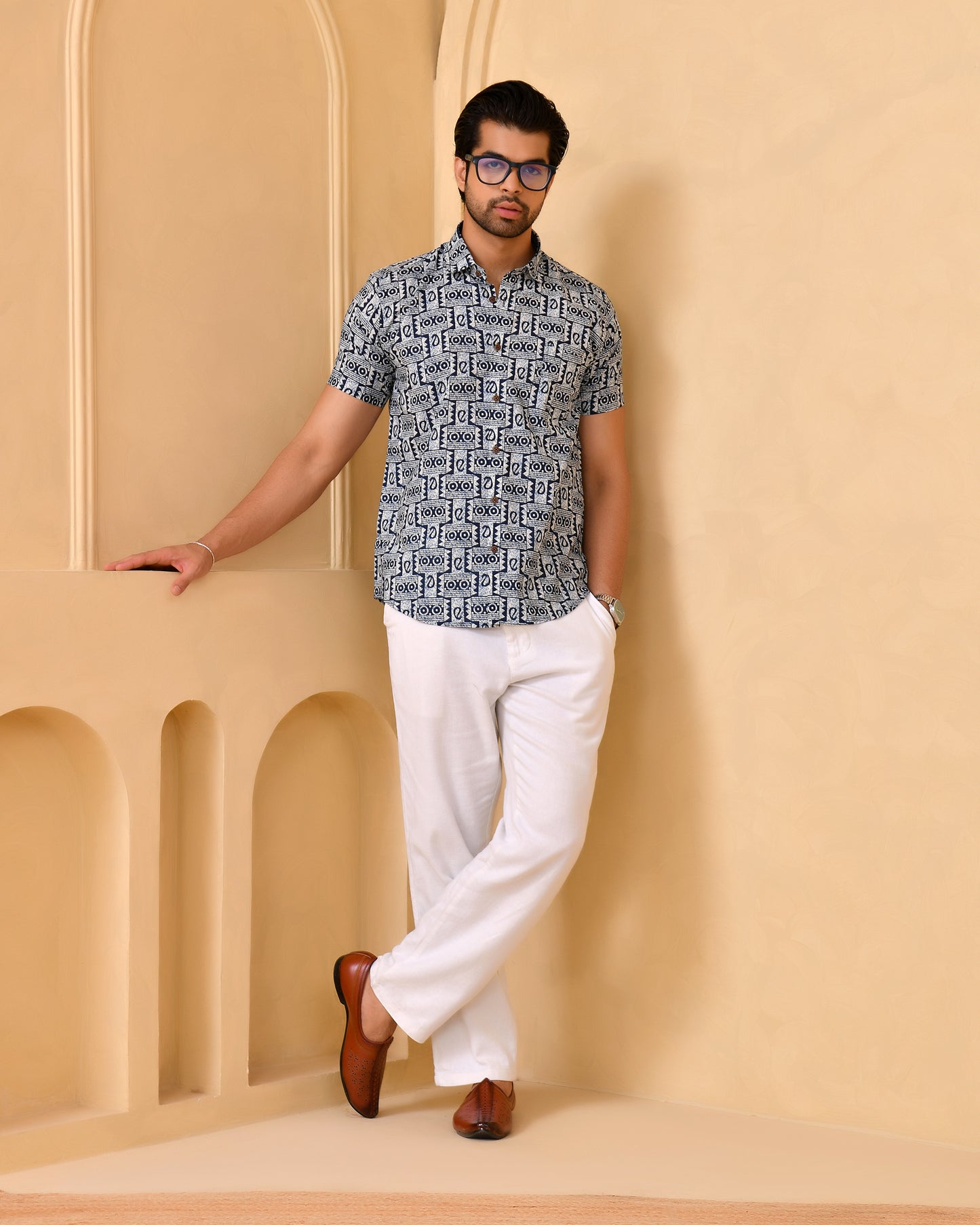 Noor Geometry Half Sleeves Shirt