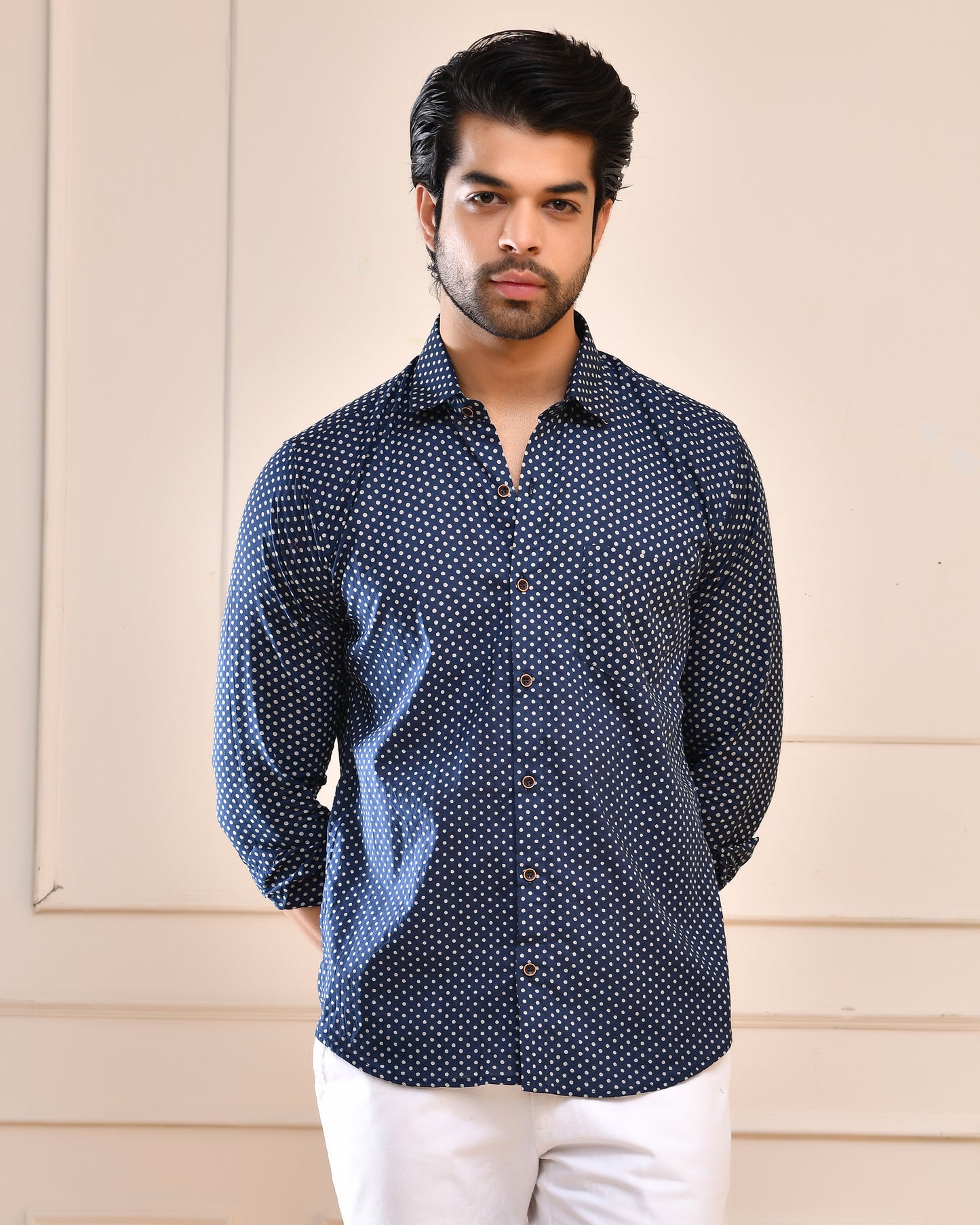 Indigo Micro Dot Full Sleeve Shirt