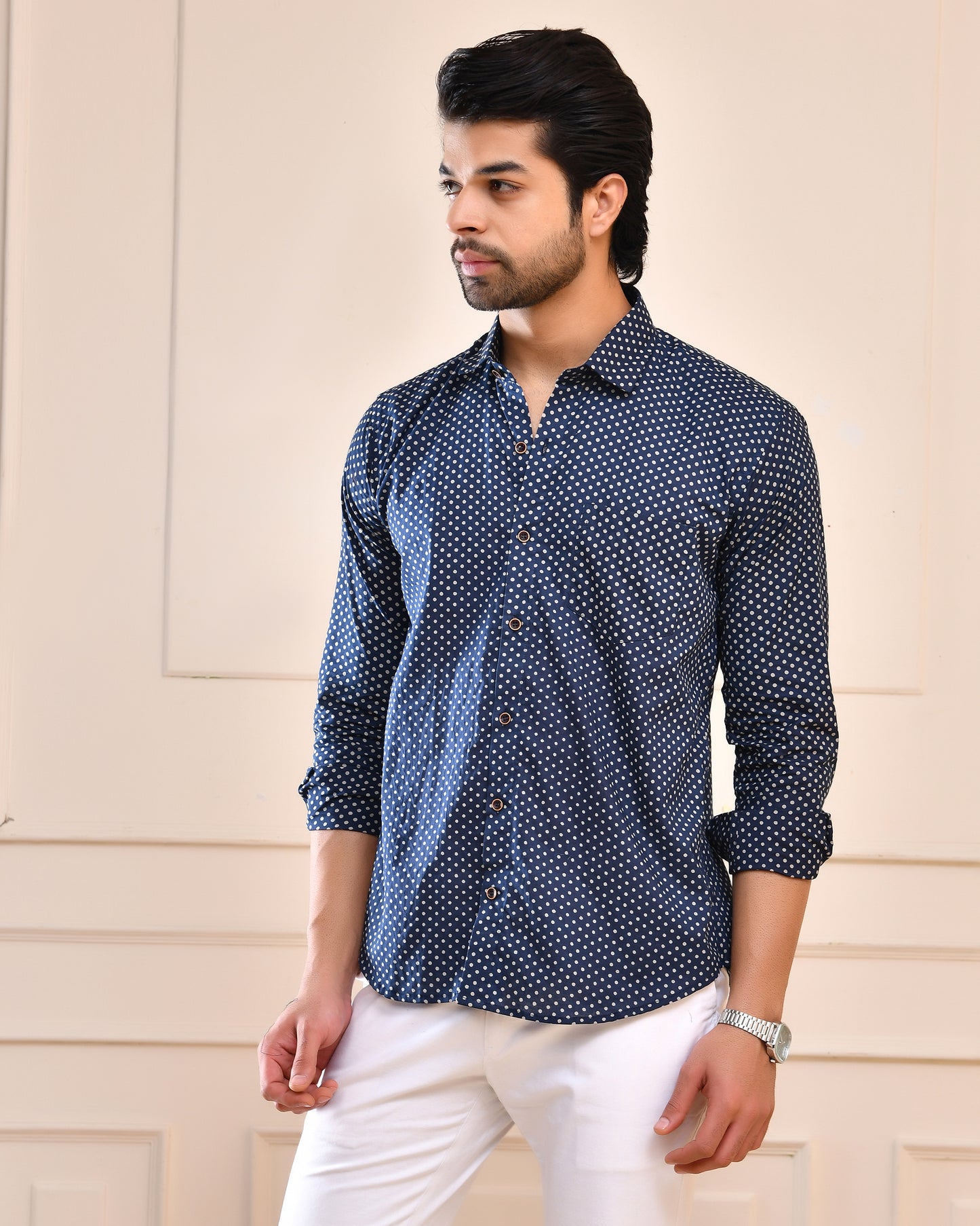 Indigo Micro Dot Full Sleeve Shirt