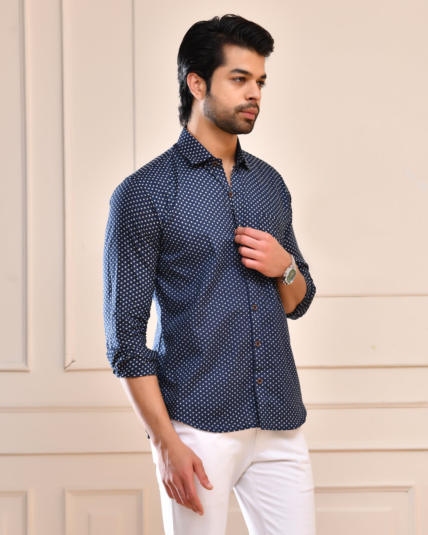 Indigo Micro Dot Full Sleeve Shirt