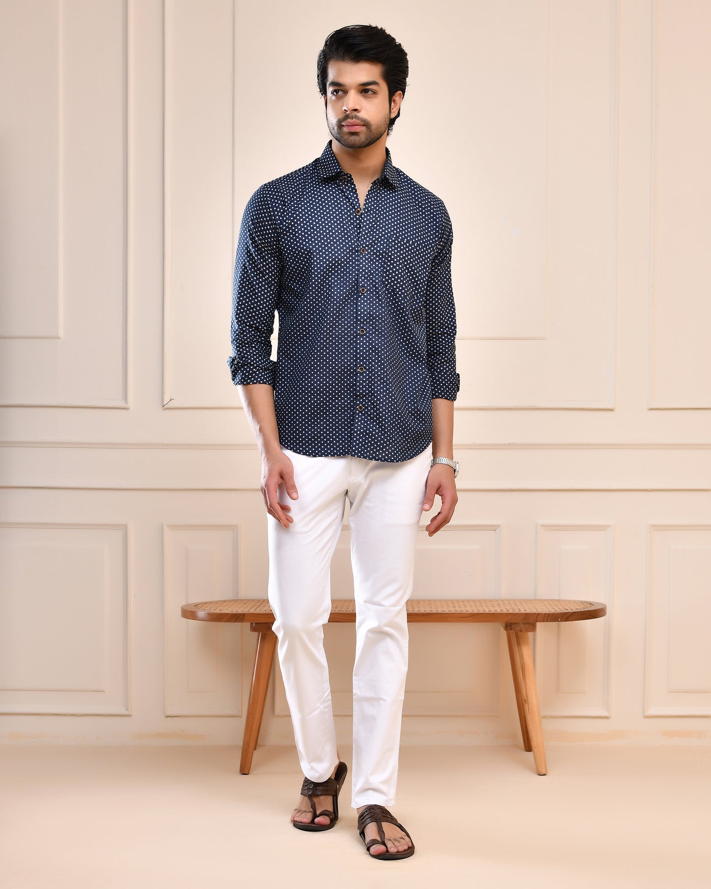 Indigo Micro Dot Full Sleeve Shirt