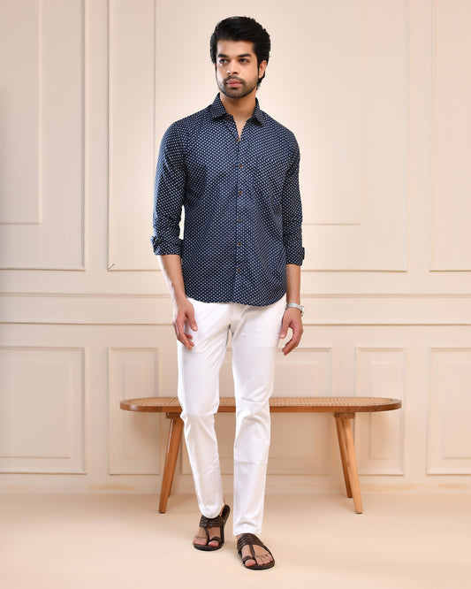 Indigo Micro Dot Full Sleeve Shirt