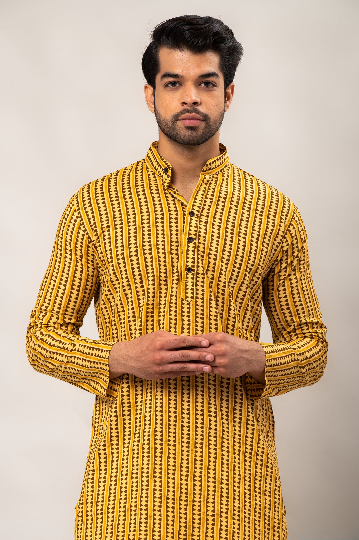 Abstract Column Printed Men's Long Kurta