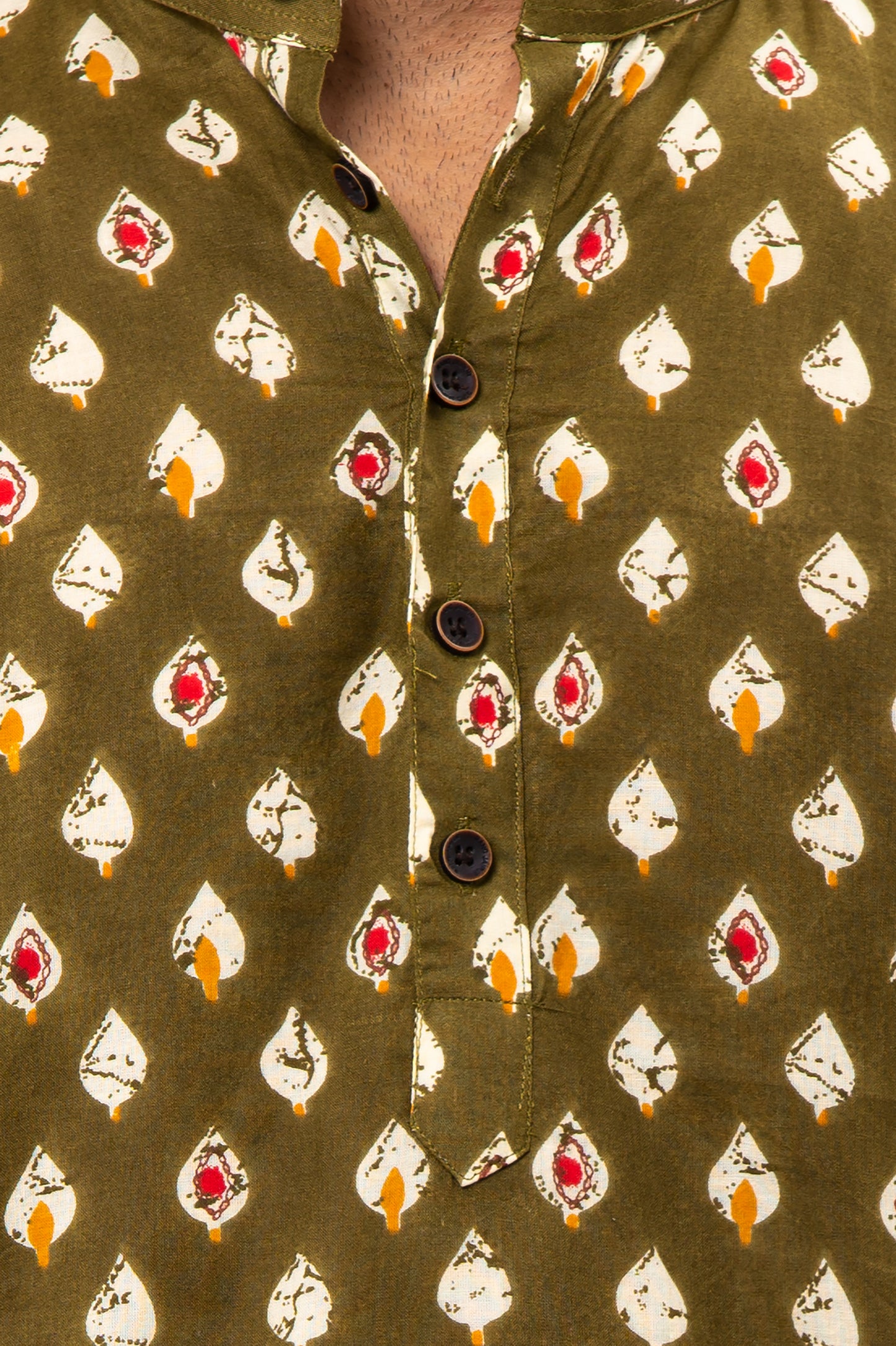 Abstract Leaf Printed Men's Long Kurta