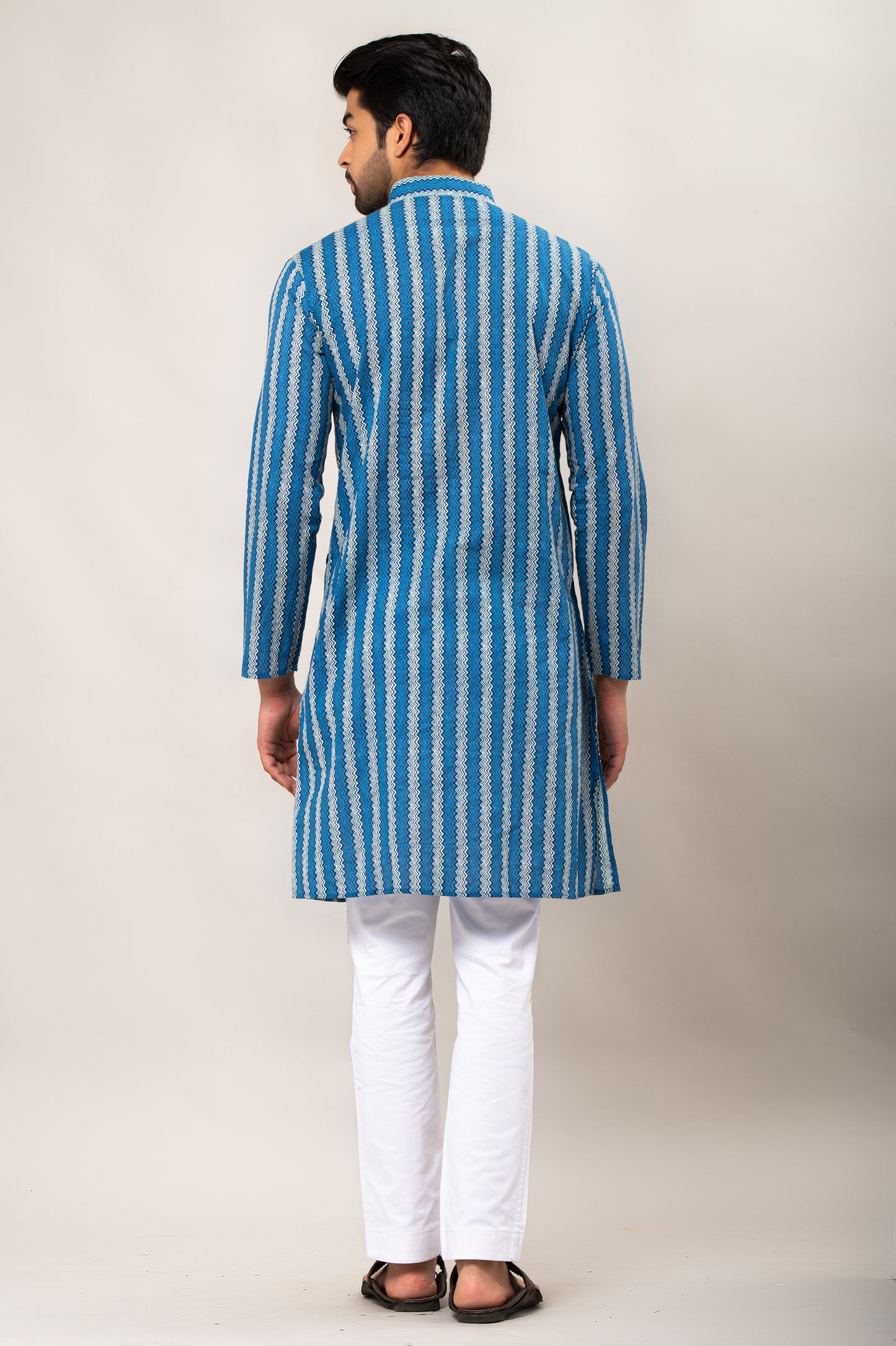 Zig Zag Printed Men's Long Kurta