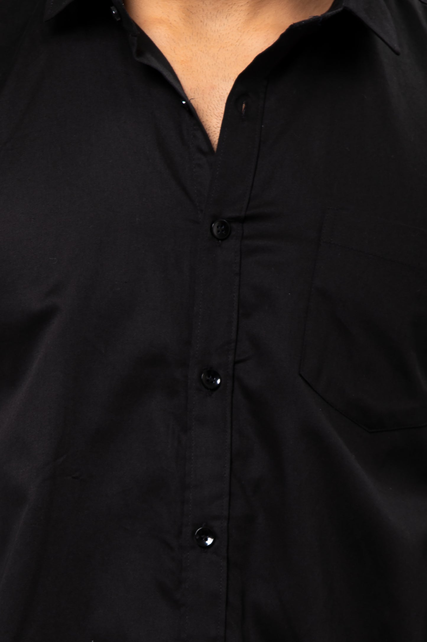 Black Solid-Colored Formal Shirt